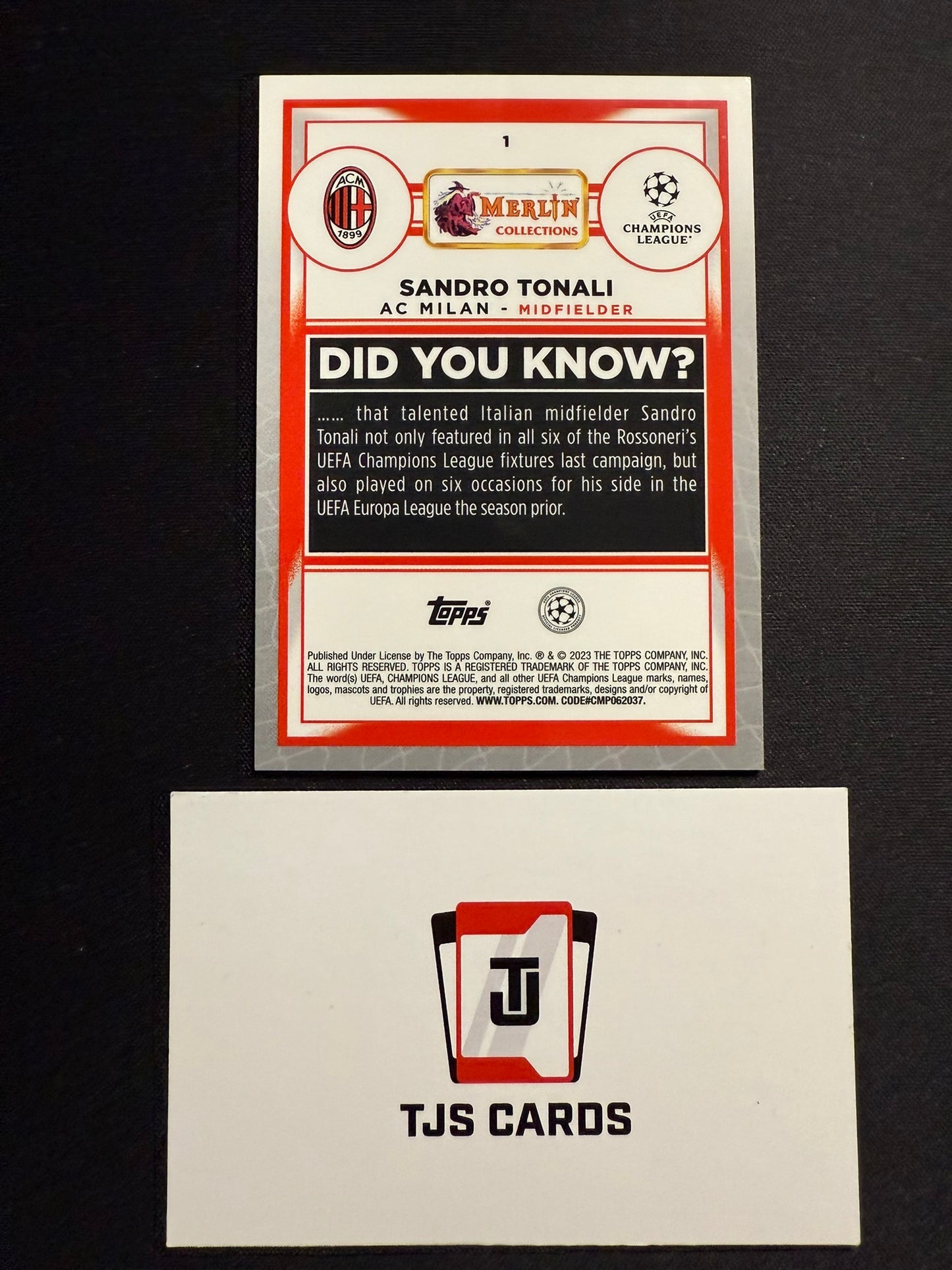 Sandro Tonali - Green Shimmer /350 - TOPPS Merlin Chrome UCC 2022/23