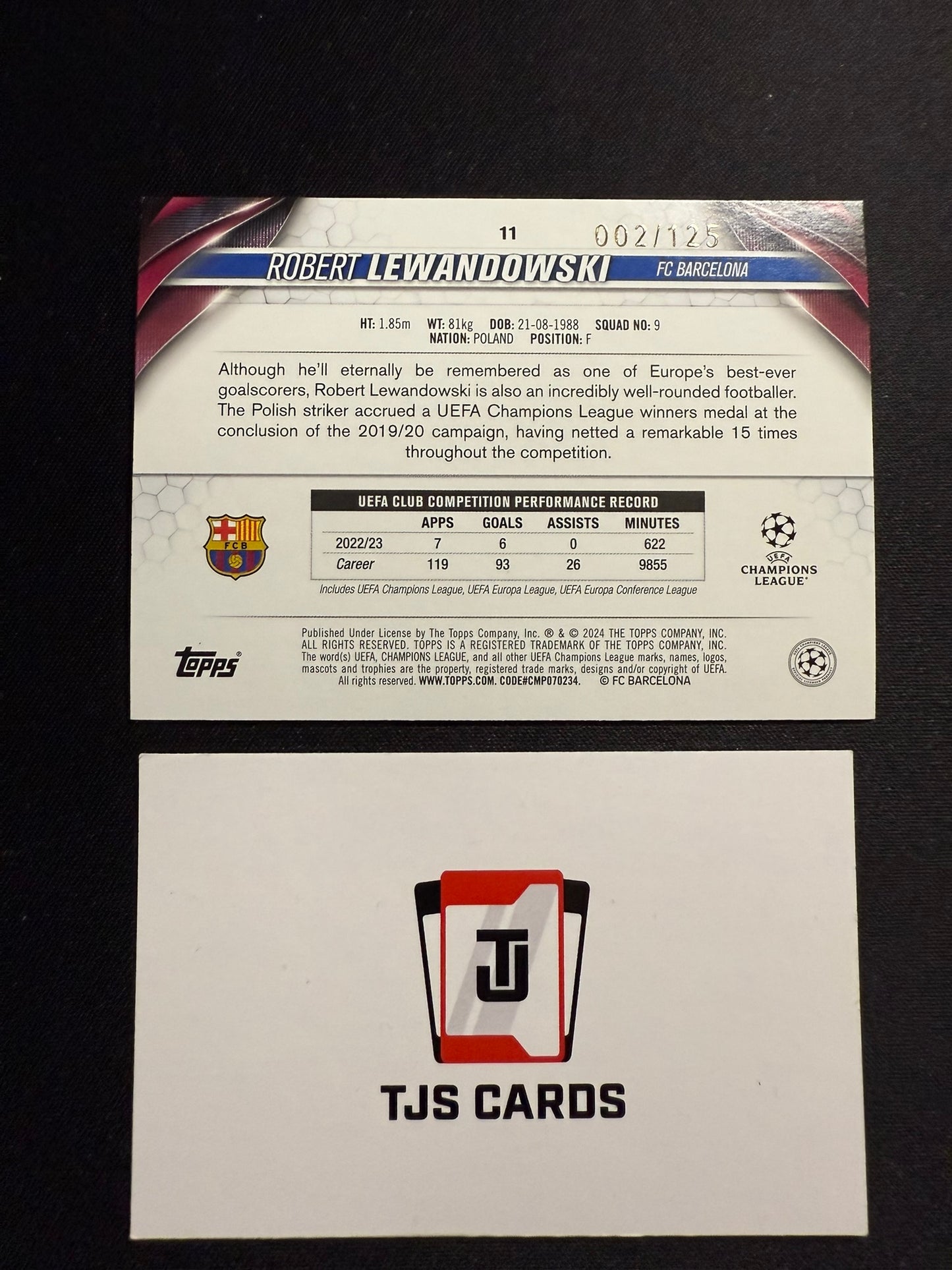 Robert Lewandowski - Blue Inferno /125 - TOPPS UCC 2023/24