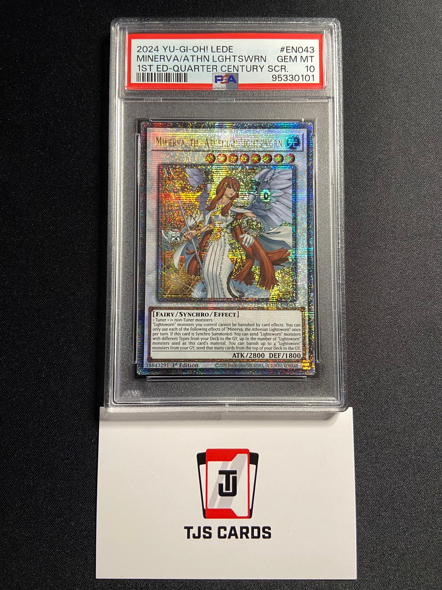 Minerva, The Athenian Lightsworn - PSA 10 - Quarter Century Secret Rare 1st Edition LEDE-EN043 - YuGiOh