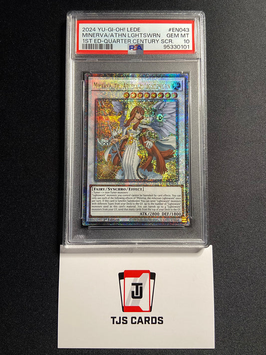 Minerva, The Athenian Lightsworn - PSA 10 - Quarter Century Secret Rare 1st Edition LEDE-EN043 - YuGiOh