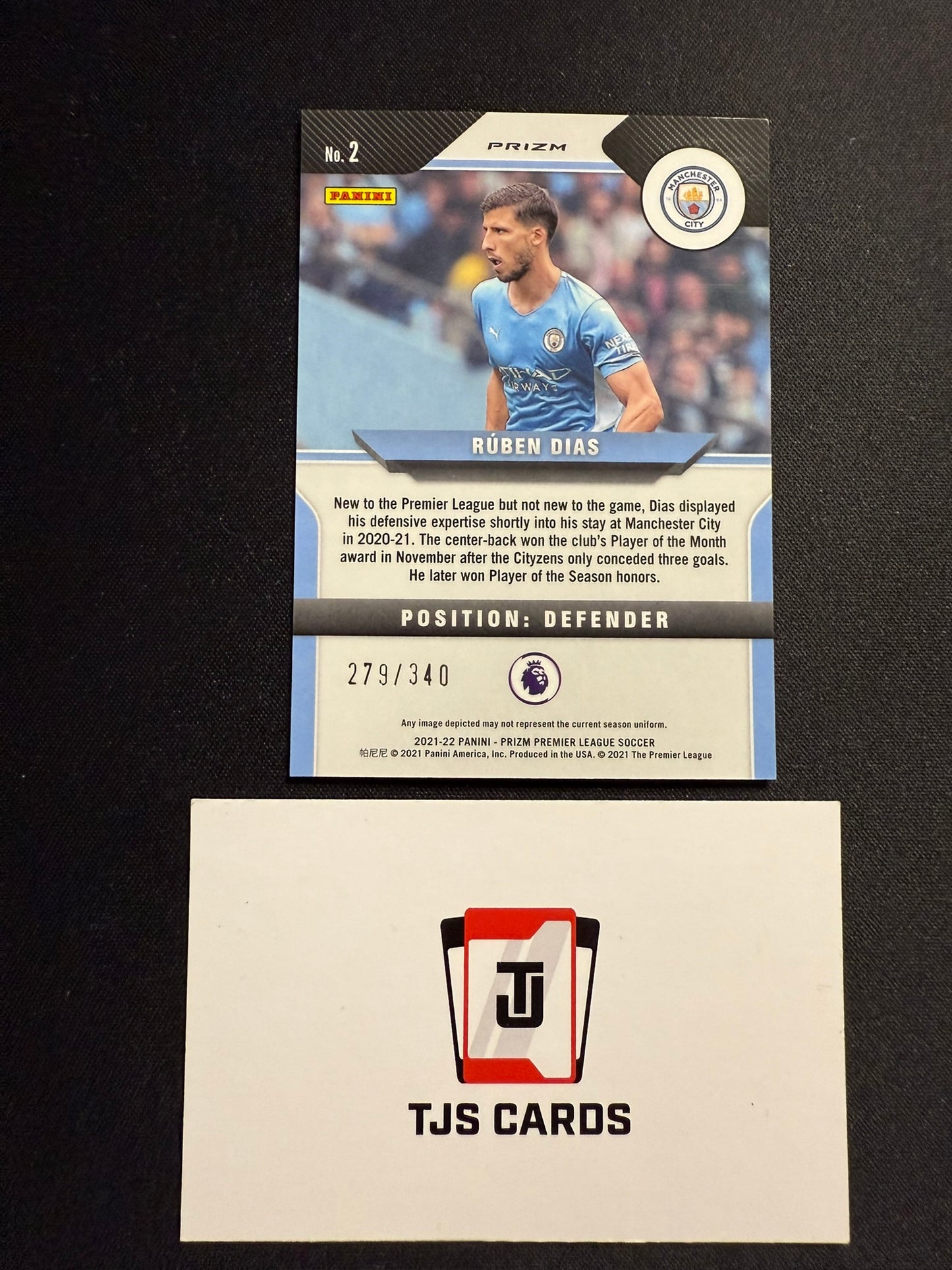 Ruben Dias - Blue /340 - Panini Prizm Premier League 2021/22