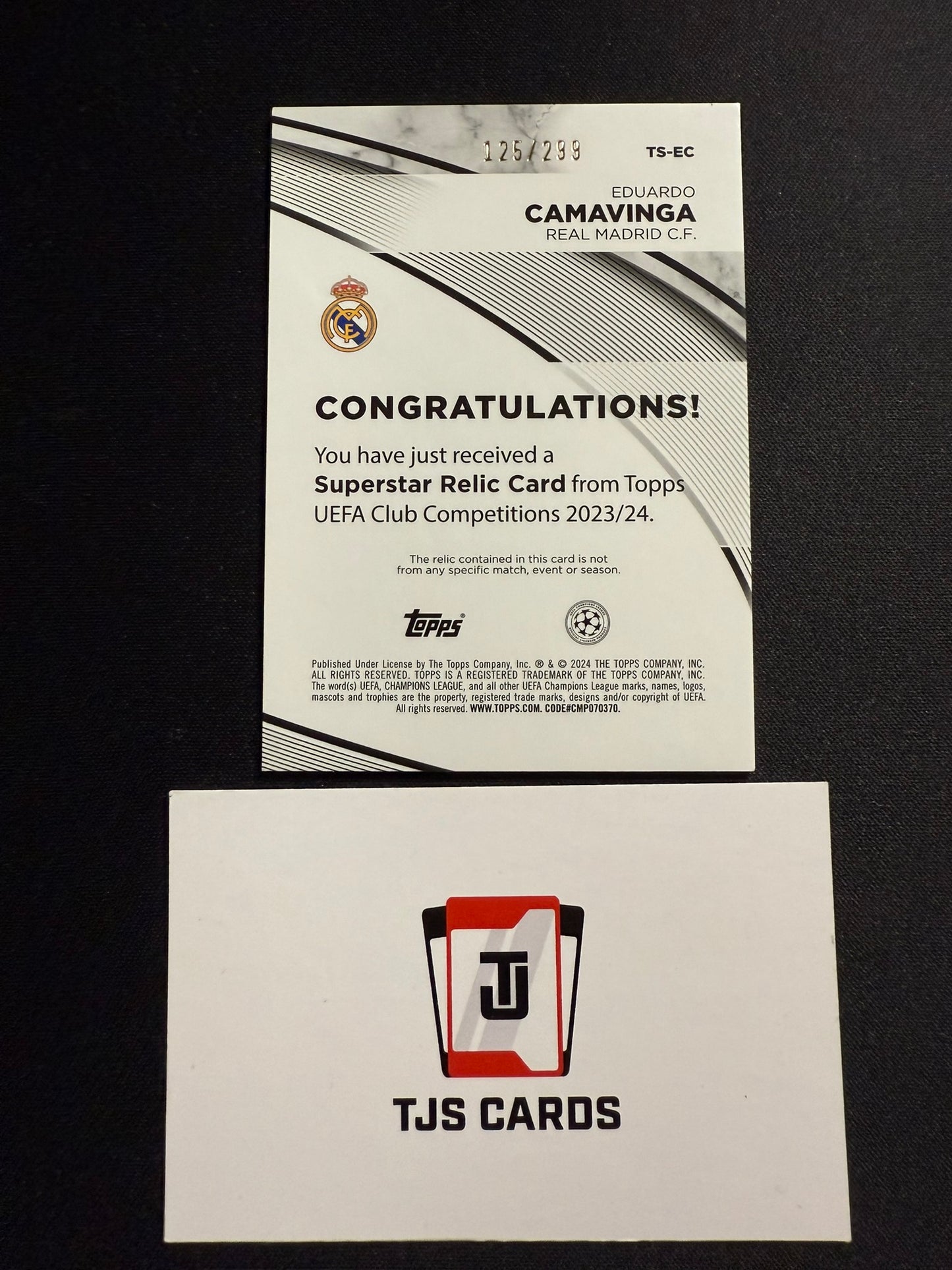 Eduardo Camavinga - Purple Match-Worn Patch /299 - TOPPS UCC 2023/24