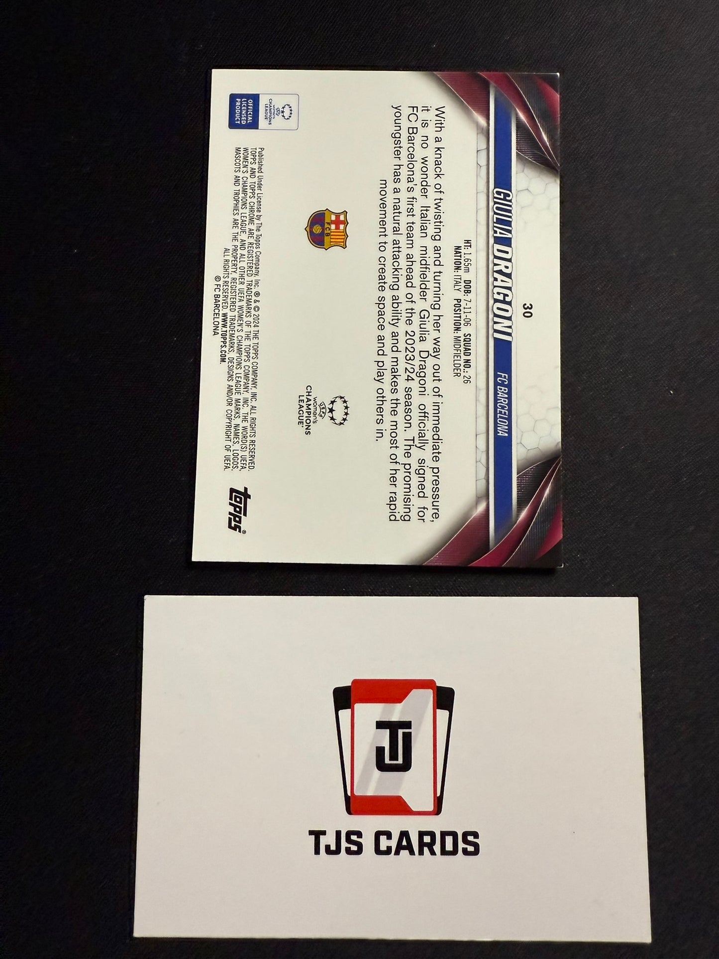 Giulia Dragoni - Rookie Blue Mojo /250 - TOPPS Chrome UWCL 2023/24