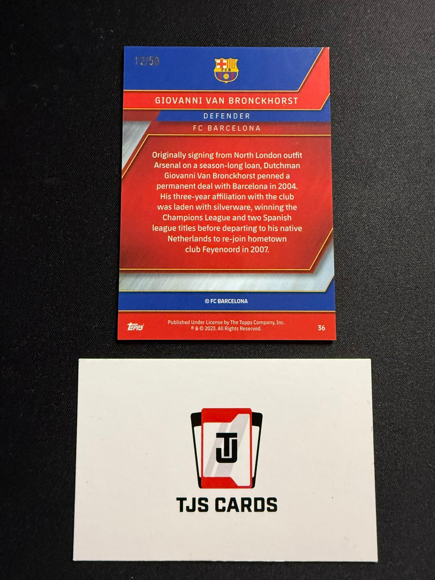 Giovanni Van Bronckhorst - Gold /50 - TOPPS Chrome Barcelona 2022/23