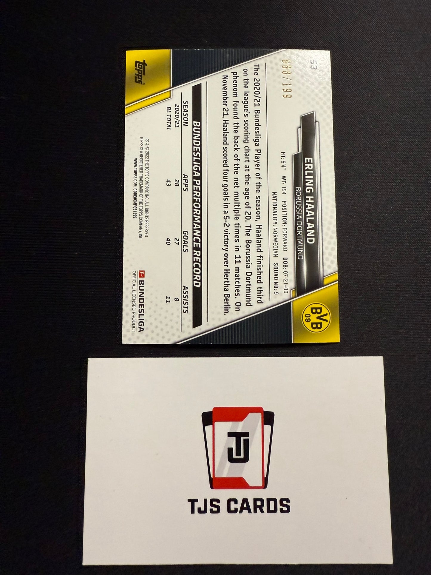 Erling Haaland - Aqua /199 - TOPPS Bundesliga 2021/22