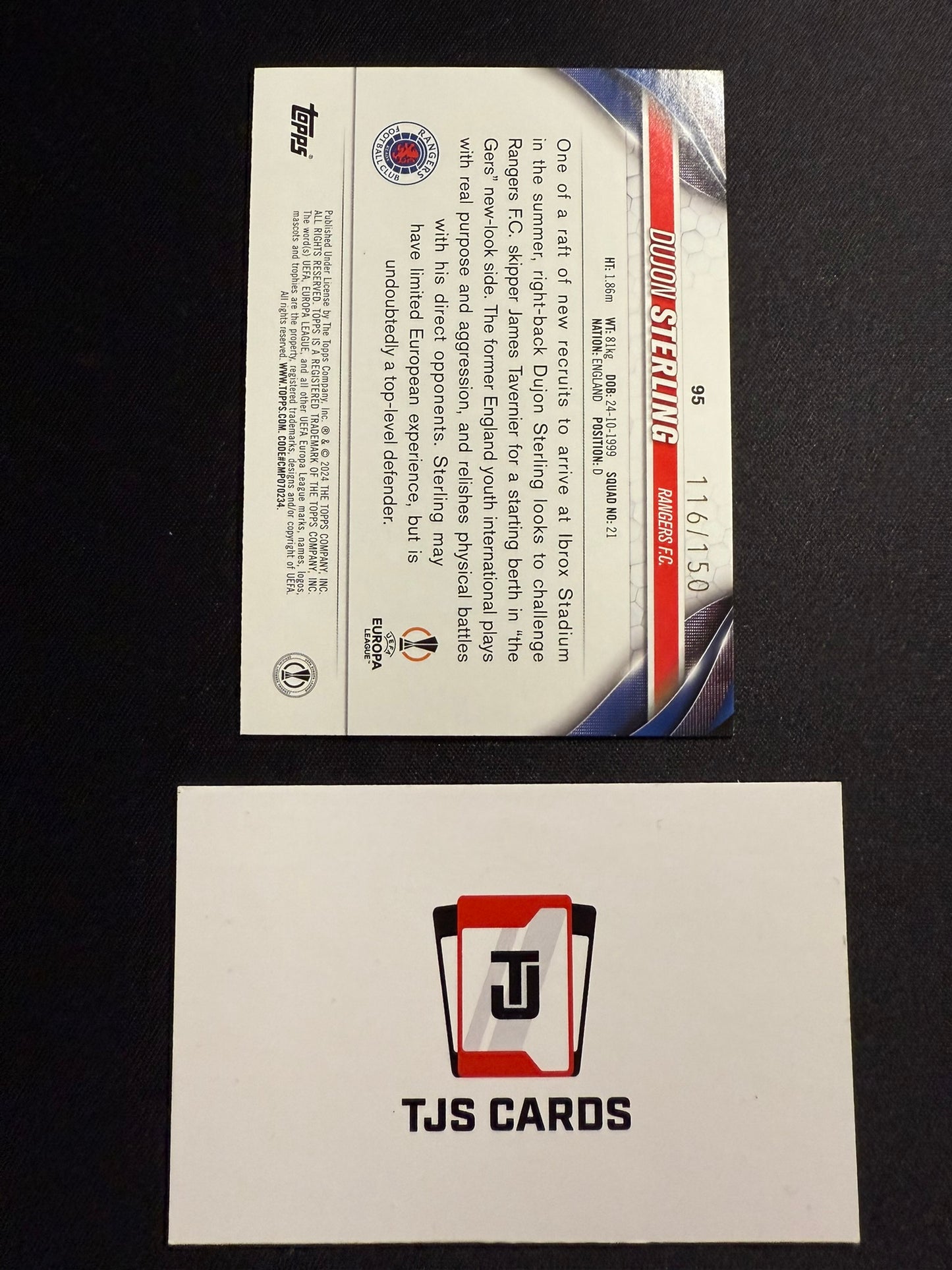 Dujon Sterling - Rookie Black & White Icy /150 - TOPPS UCC 2023/24