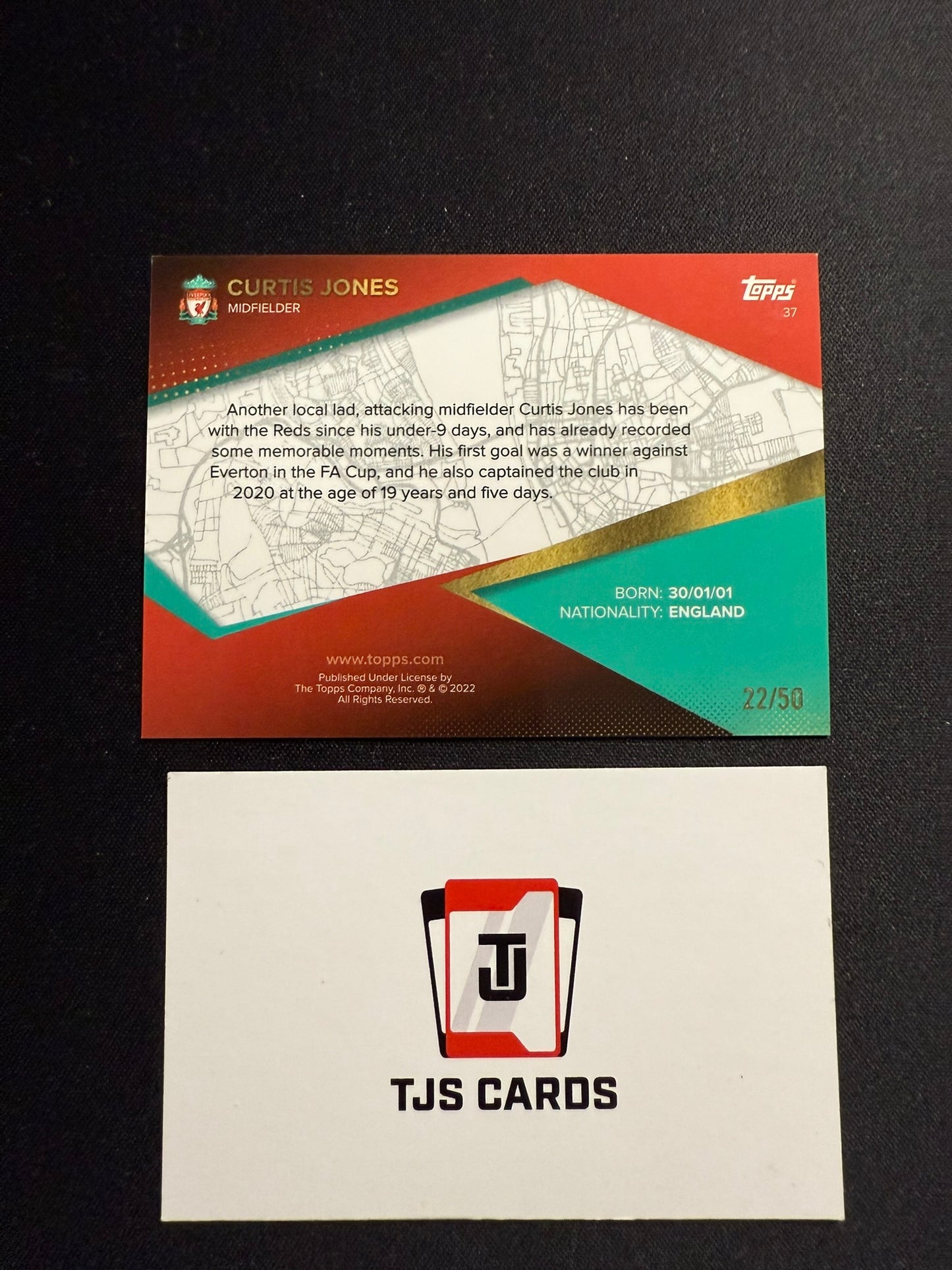 Curtis Jones - Gold Our City /50 - TOPPS Liverpool Team Set 2021/22