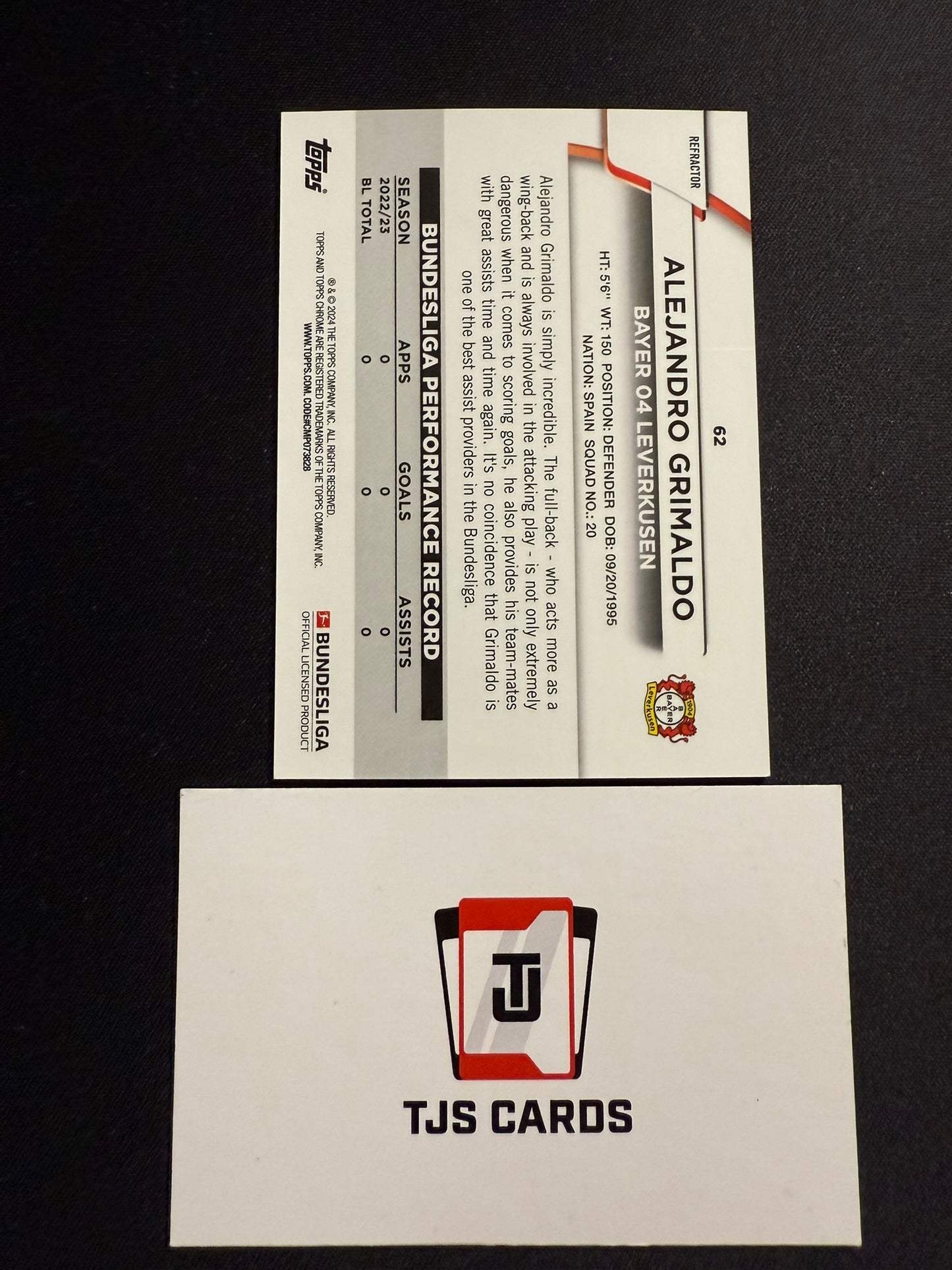 Alejandro Grimaldo - Pink /75 - TOPPS Bunesliga Chrome 2023/24