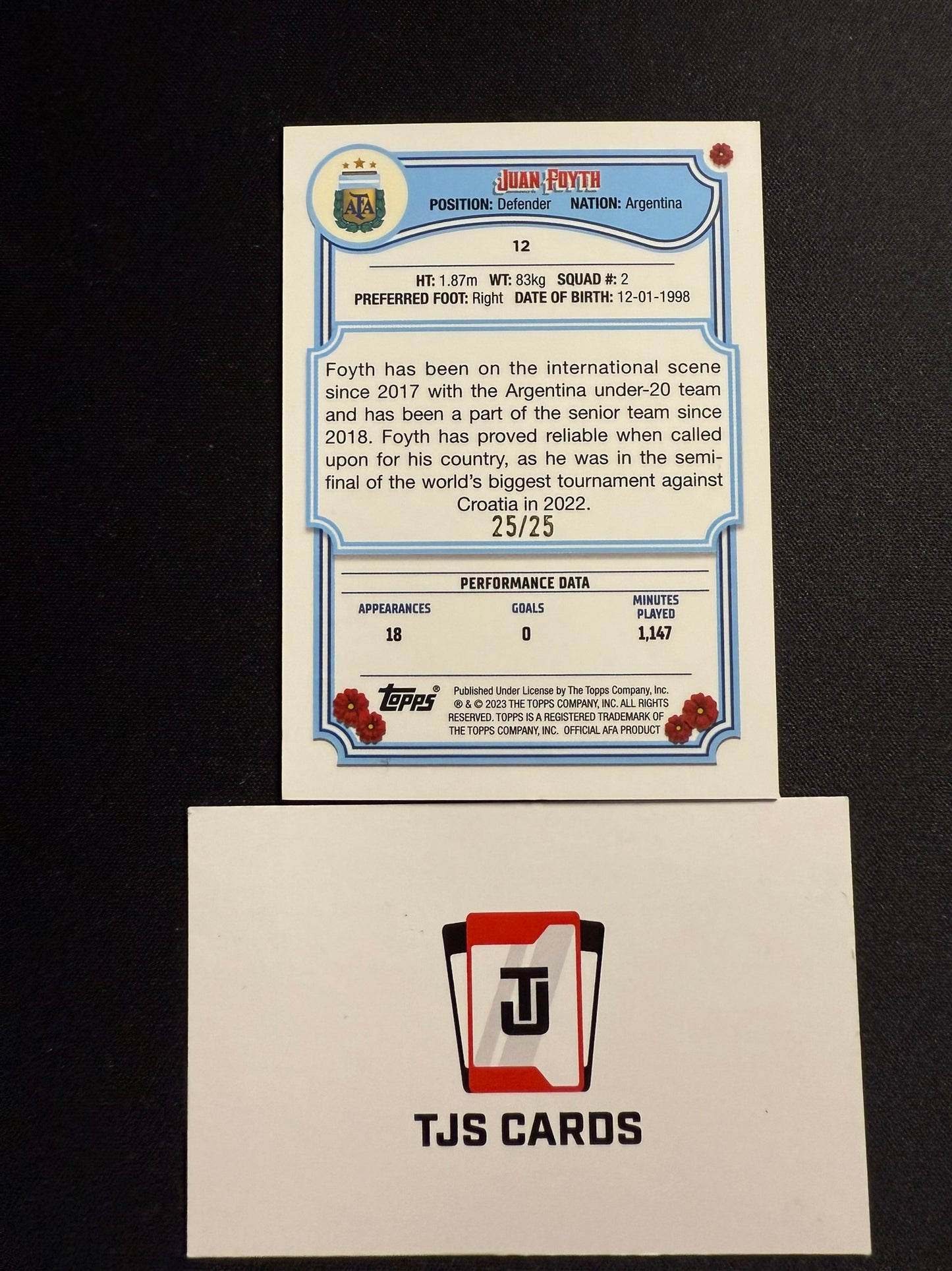 Juan Foyth - Orange 25/25 - TOPPS Fileteado 2022/23