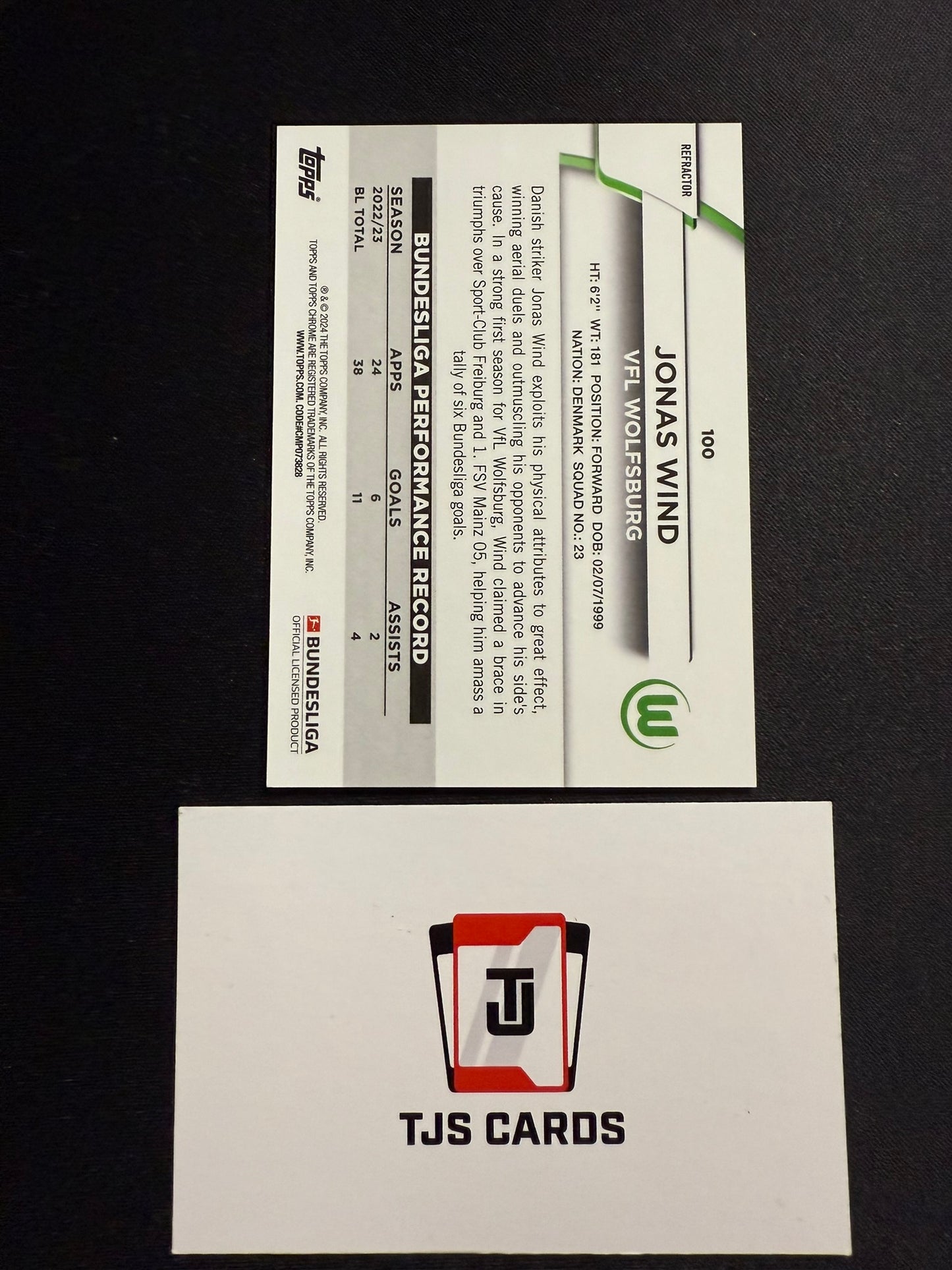 Jonas Wind - Blue Wave /175 - TOPPS Bundesliga Chrome 2023/24