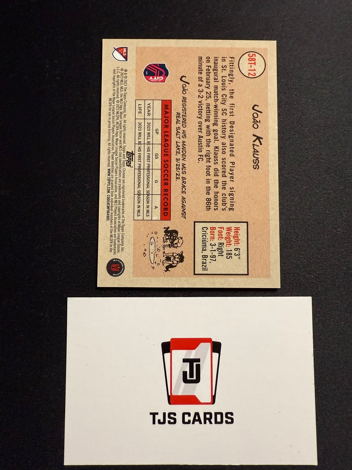 Joao Klauss - Rookie Green 1958 /75 - TOPPS MLS Chrome 2023