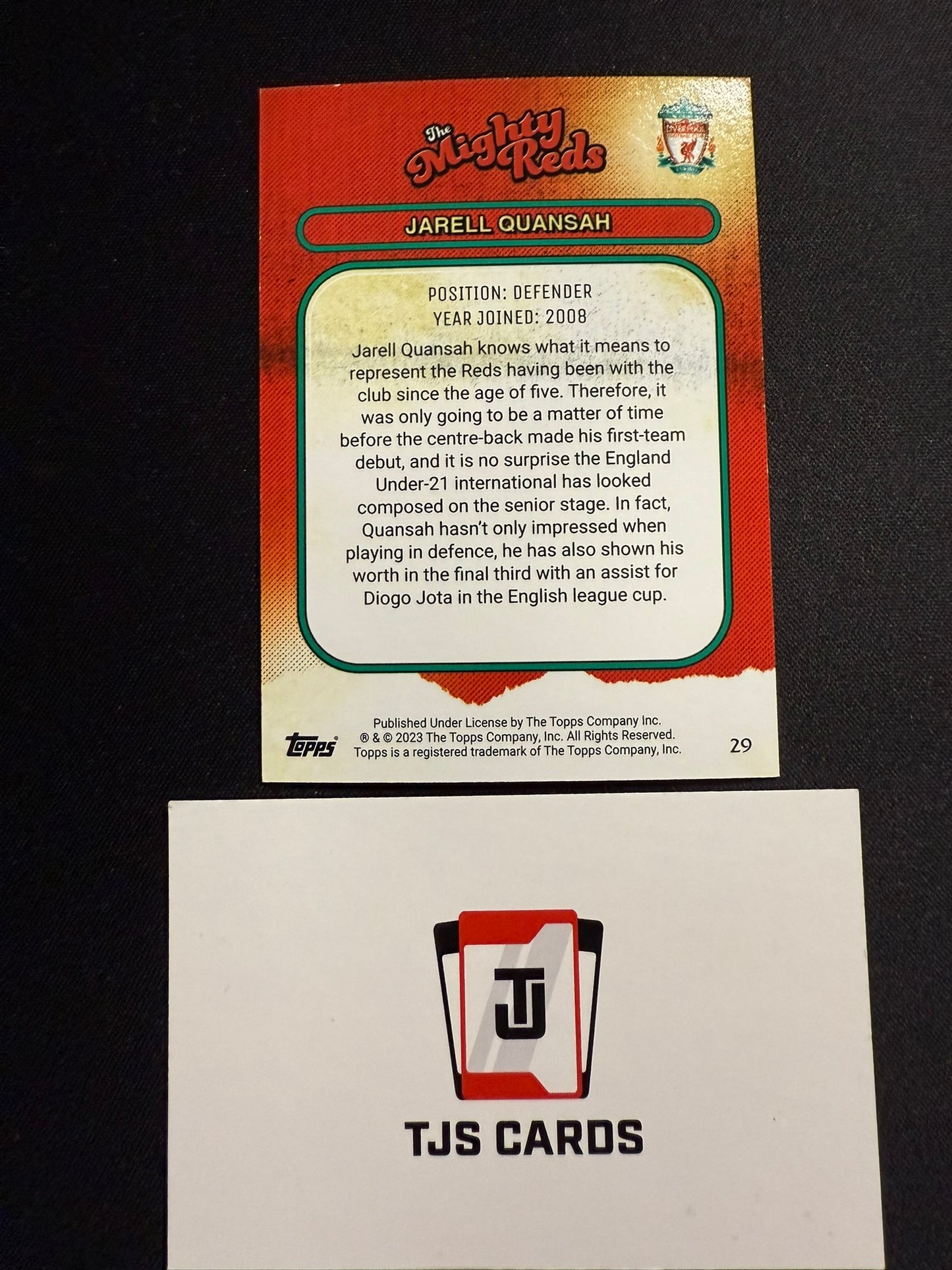 Jarell Quansah - Rookie Aqua The Mighty Reds /250 - TOPPS Liverpool Team Set 2023/24