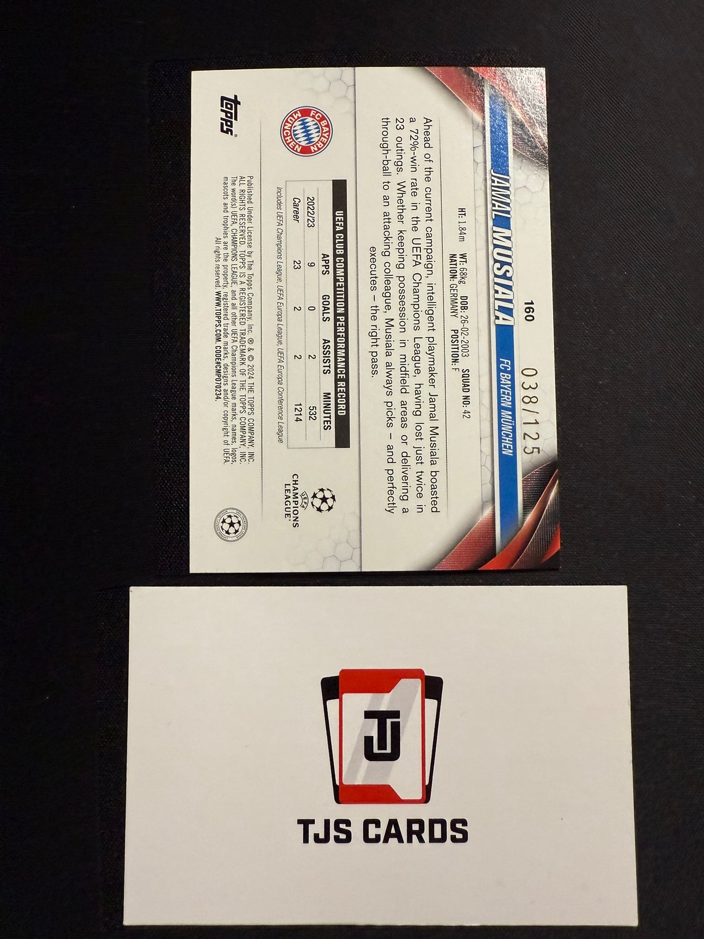 Jamal Musiala - Blue Inferno /125 - TOPPS UCC 2023/24