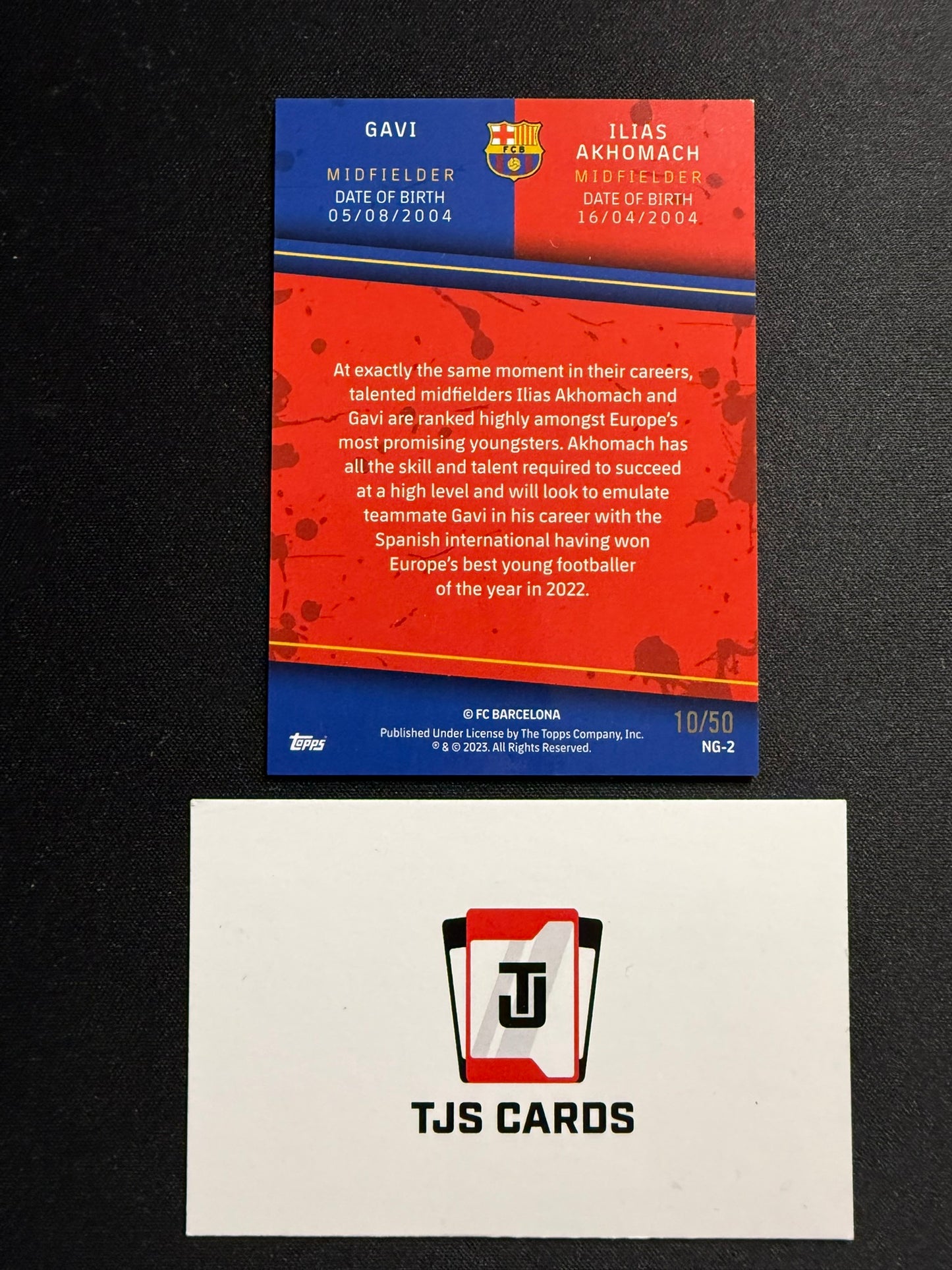 Gavi / Ilias Akhomach - Gold Nou Generation /50 - TOPPS Chrome Barcelona 2022/23