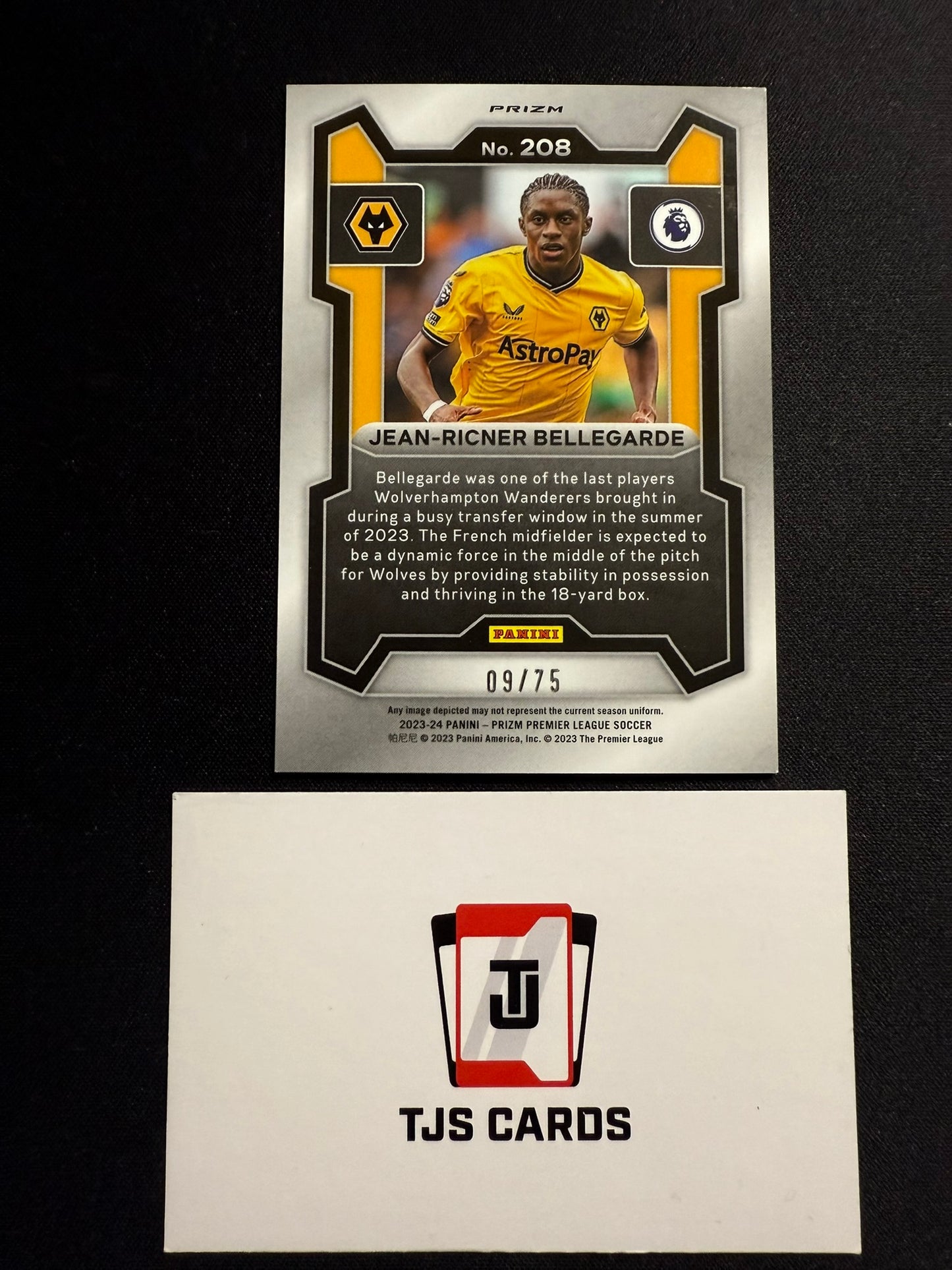 Jean-Ricner Bellegarde - Blue Cracked Ice /75 - Panini Prizm Premier League 2023/24
