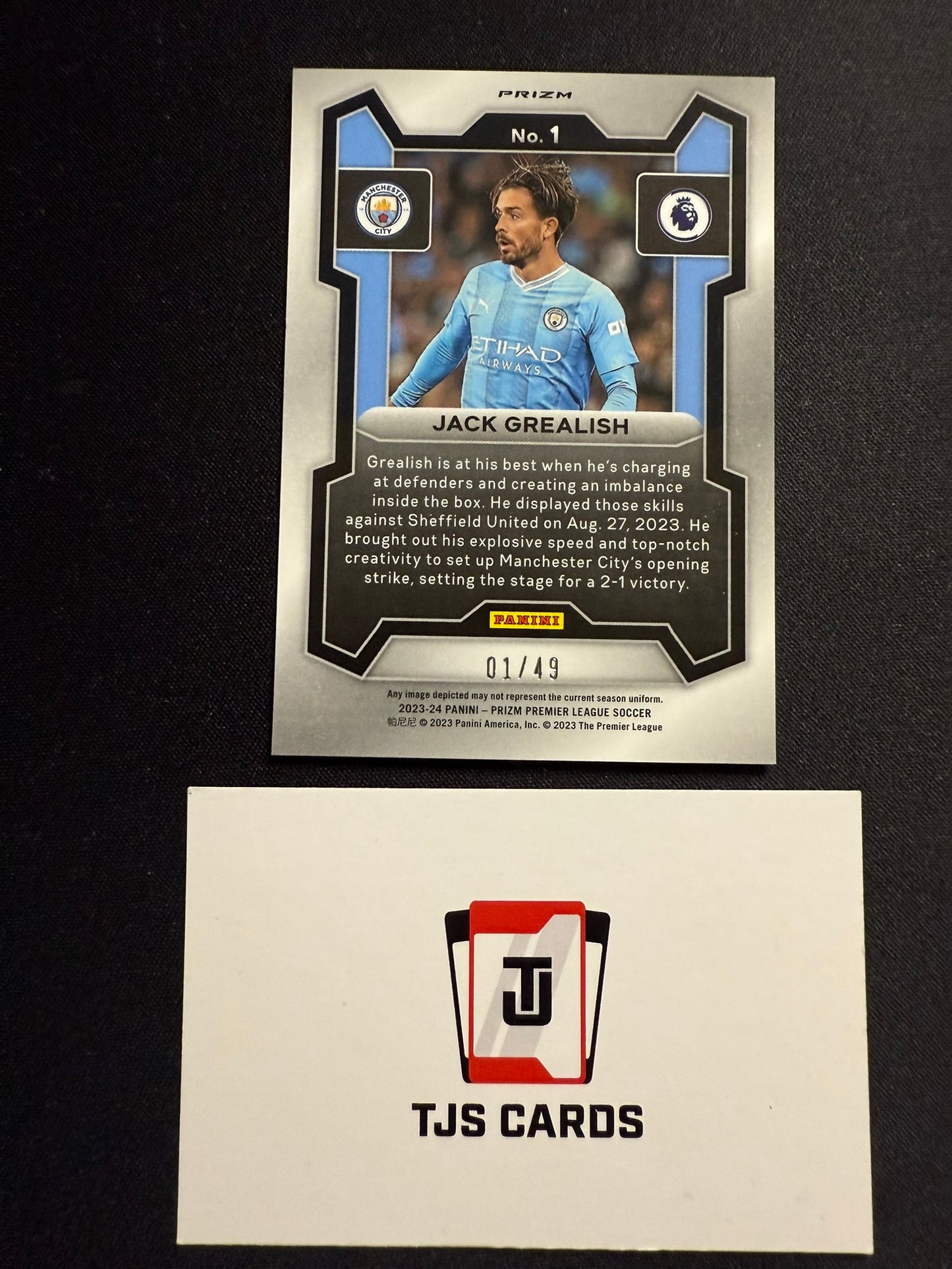 Jack Grealish - Red Lazer 01/49 - Panini Prizm Premier League 2023/24