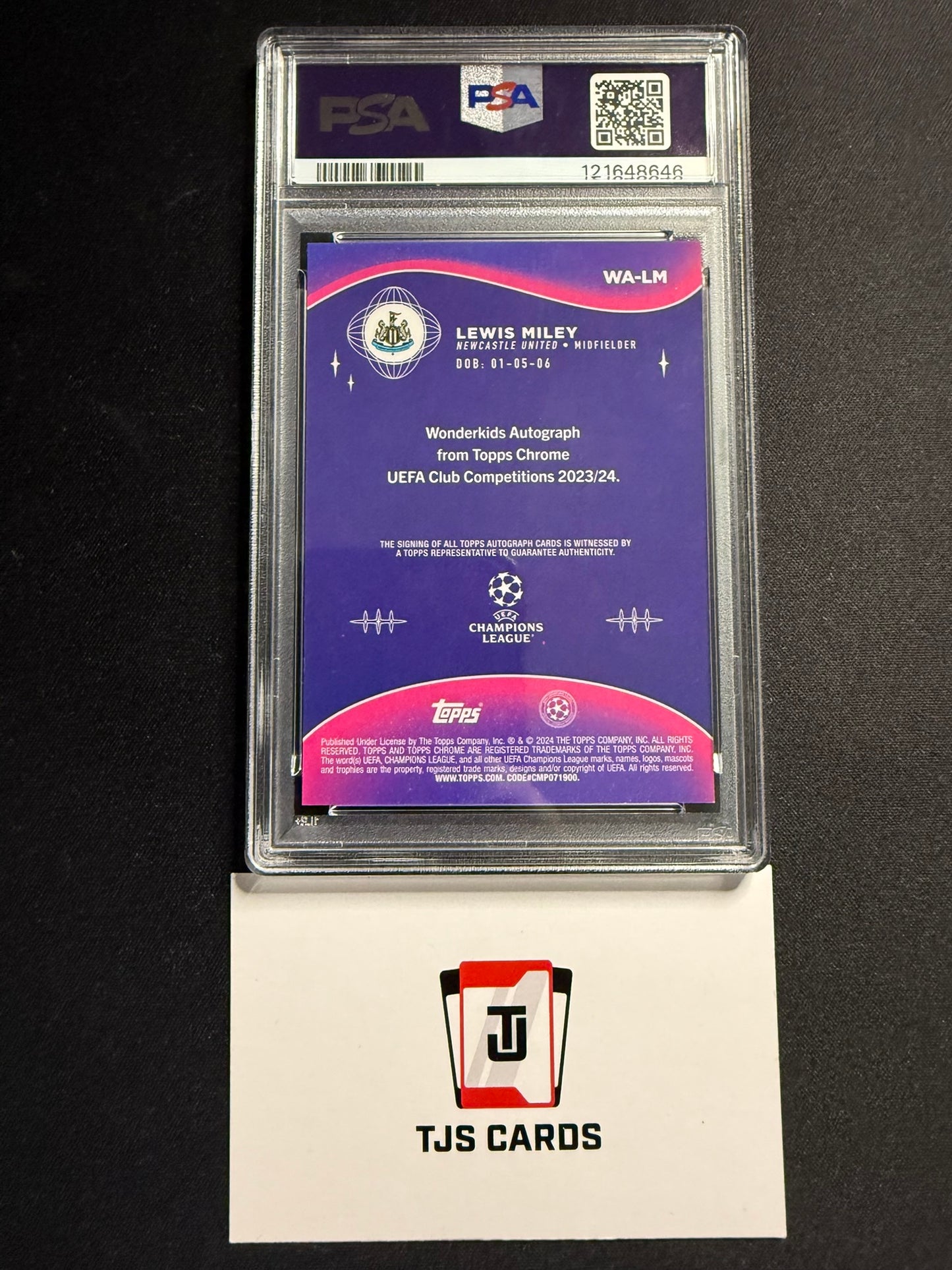 Lewis Miley - PSA 9 - Gold Rookie Wonderkids Auto /50 - TOPPS Chrome UCC 2023/24