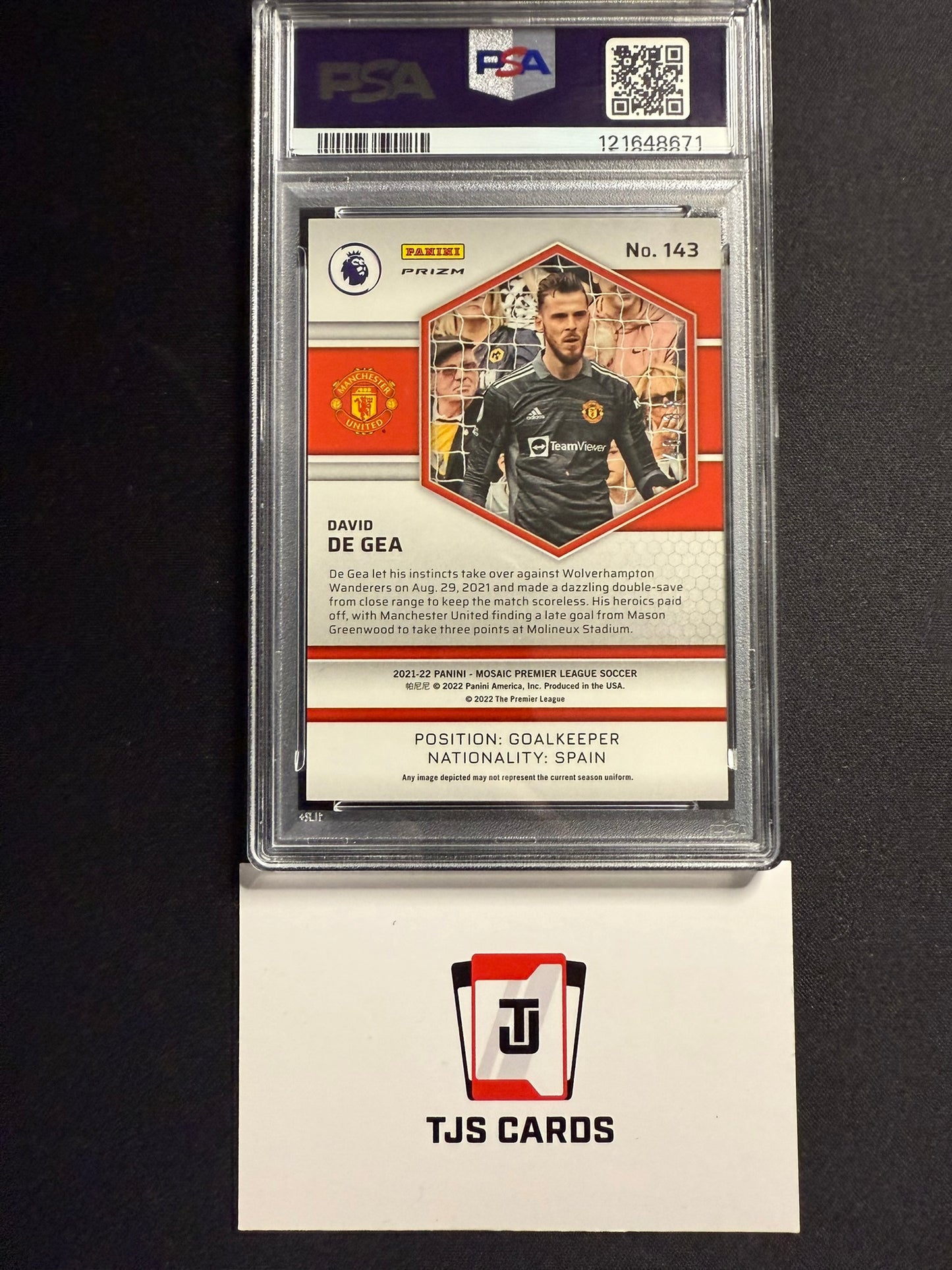 David De Gea - PSA 10 - Red & Gold /88 - Panini Mosaic Premier League 2021/22