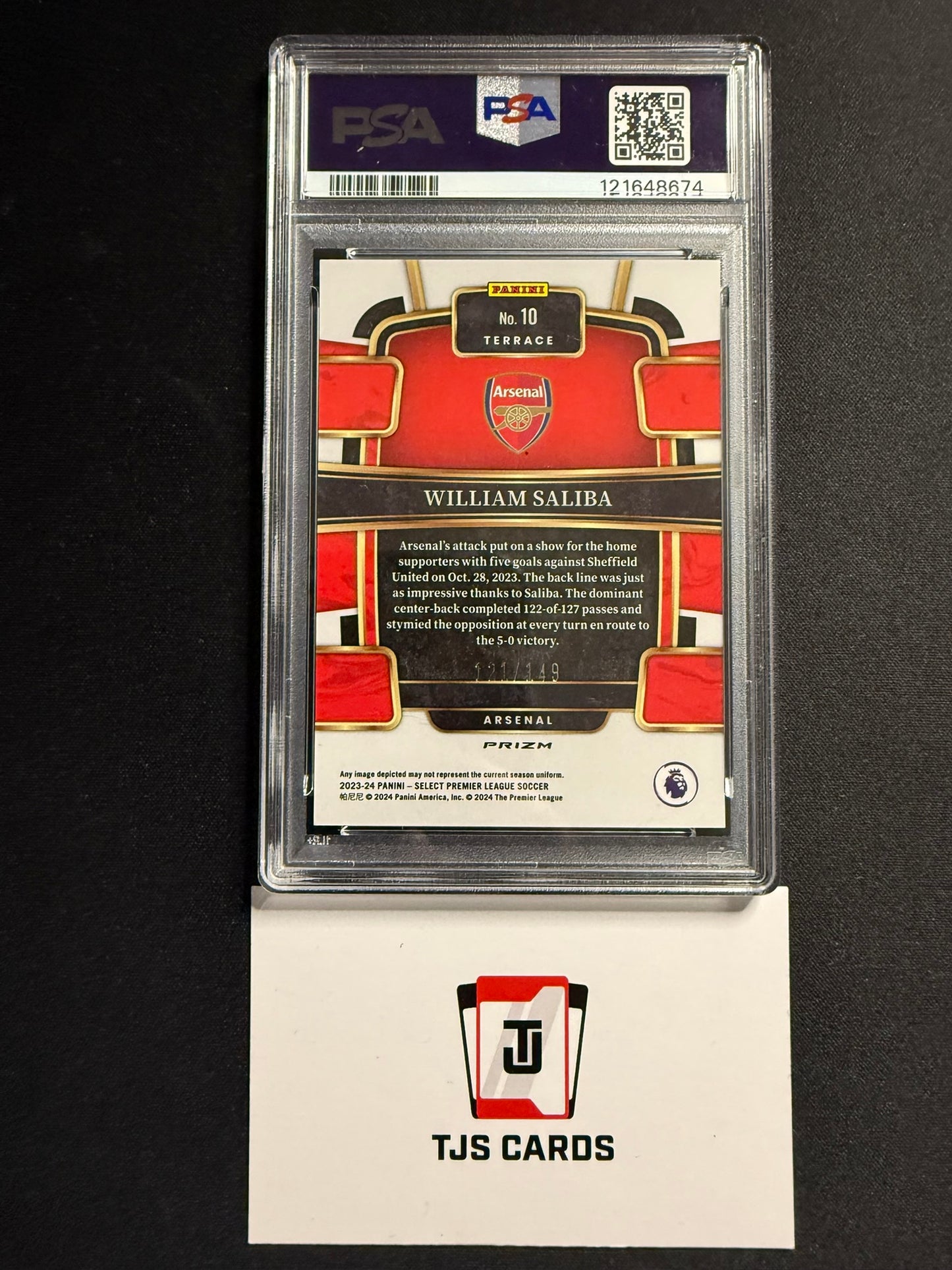 William Saliba - PSA 10 - Red Wave /149 - Panini Select Premier League 2024/25