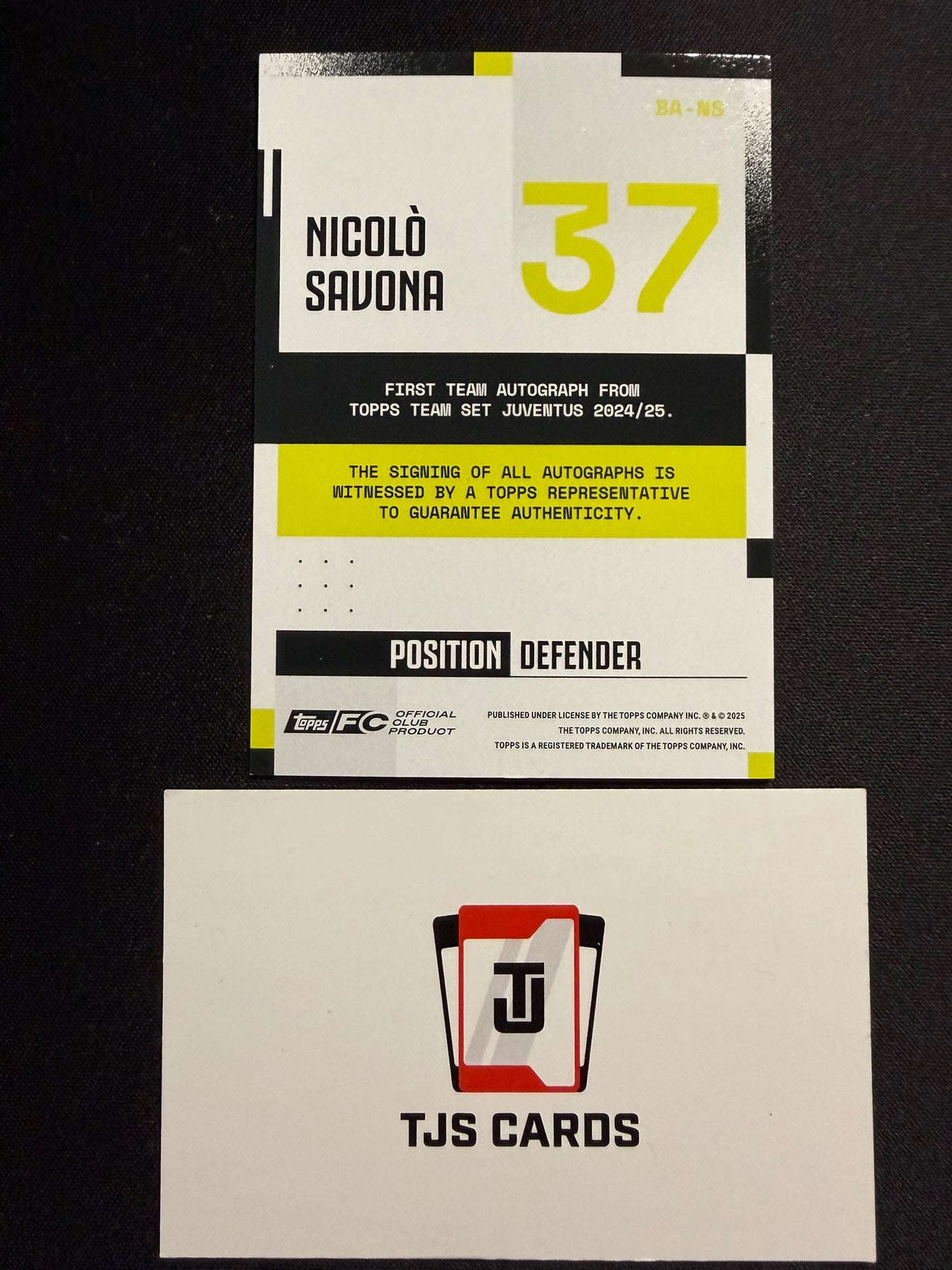Nicolo Savona - Blue Rookie Auto /250 - TOPPS Juventus Team Set 2024/25