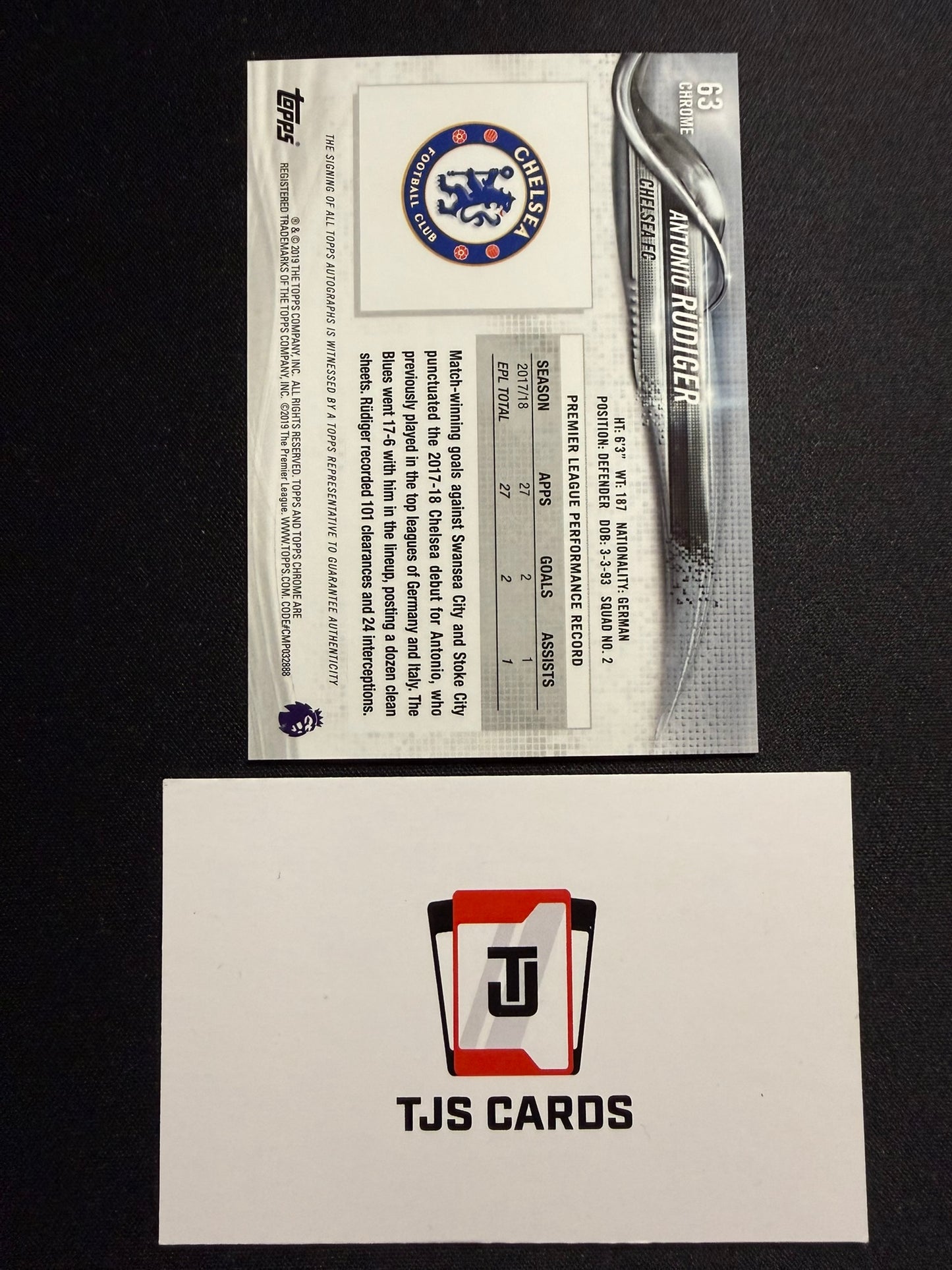 Antonio Rudiger - Auto - TOPPS Chrome Premier League 2018/19