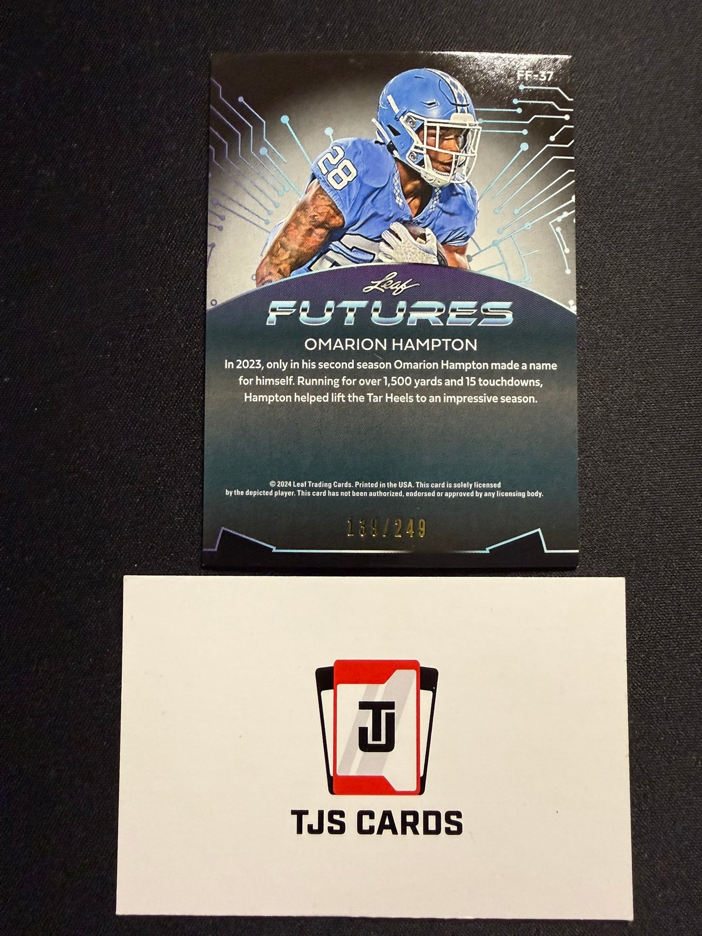 Omarion Hampton - Red /249 - Leaf Futures 2024