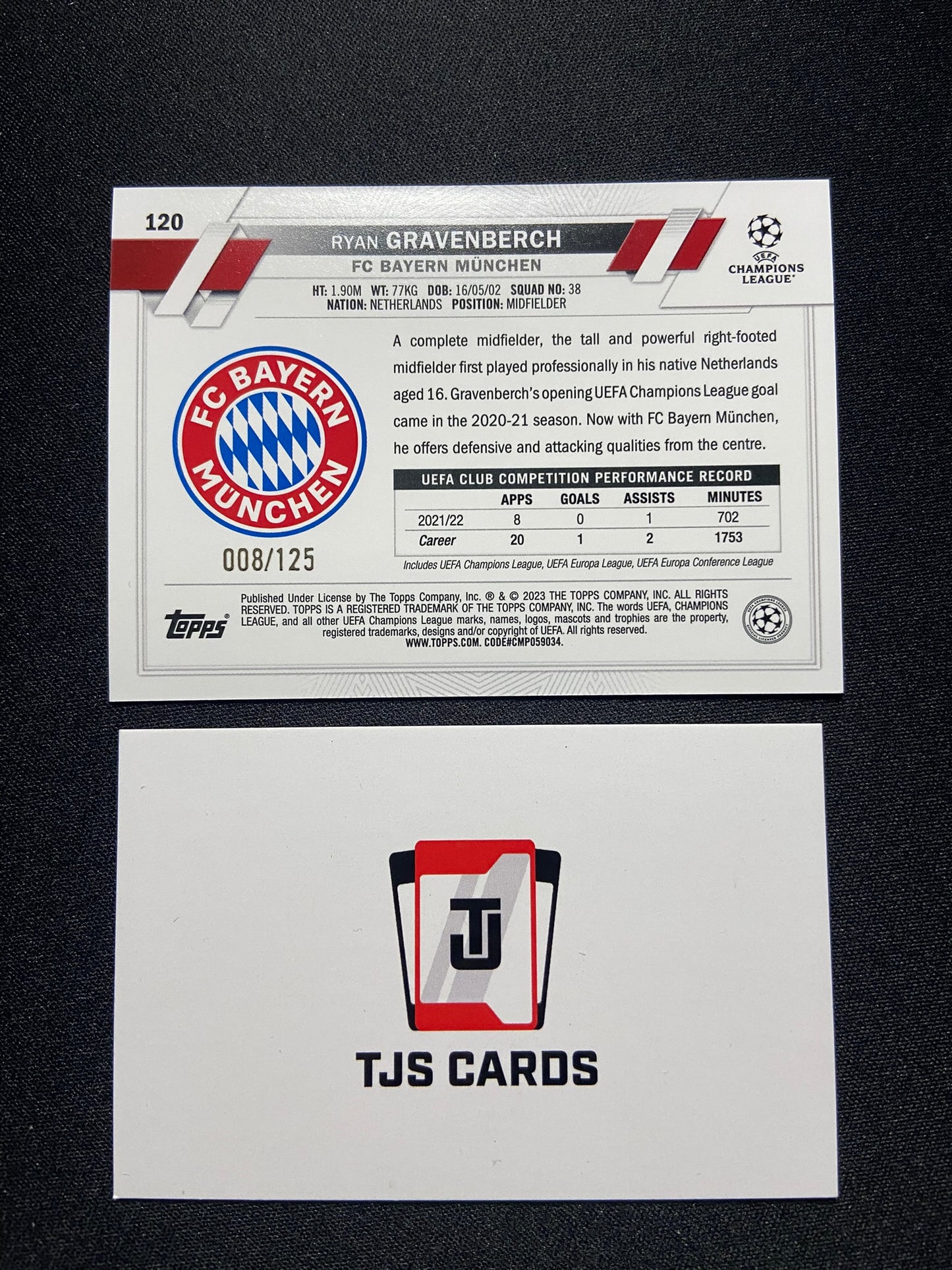Ryan Gravenberch - Blue Inferno /125 - TOPPS UCC Flagship 2022/23