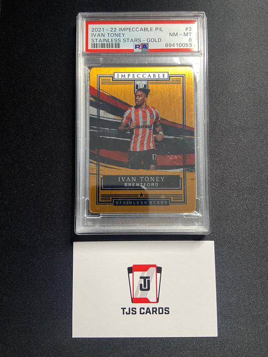 Ivan Toney - PSA 8 - Stainless Stars Gold /10 - Panini Impeccable Premier League 2021/22