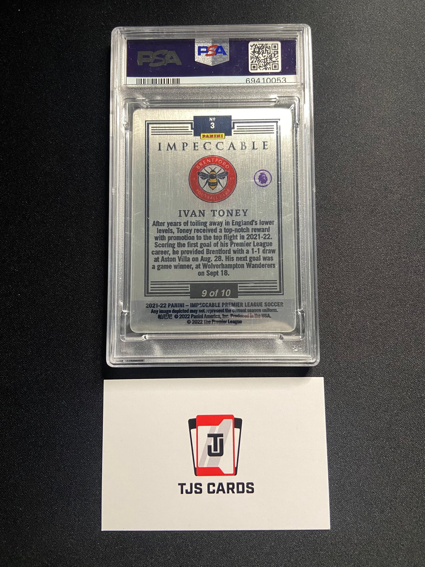 Ivan Toney - PSA 8 - Stainless Stars Gold /10 - Panini Impeccable Premier League 2021/22