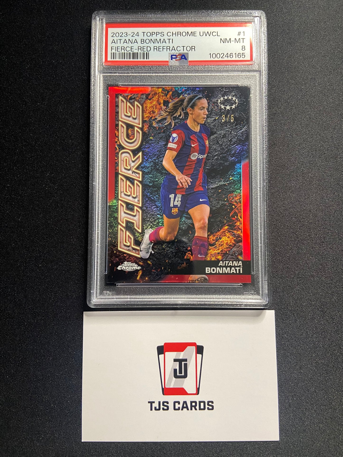 Aitana Bonmati - PSA 8 - Red Fierce /5 - TOPPS Chrome UWCL 2023/24