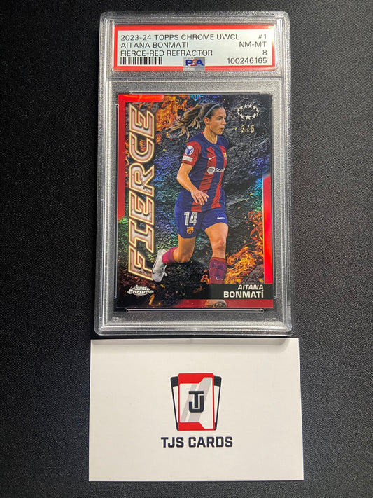 Aitana Bonmati - PSA 8 - Red Fierce /5 - TOPPS Chrome UWCL 2023/24