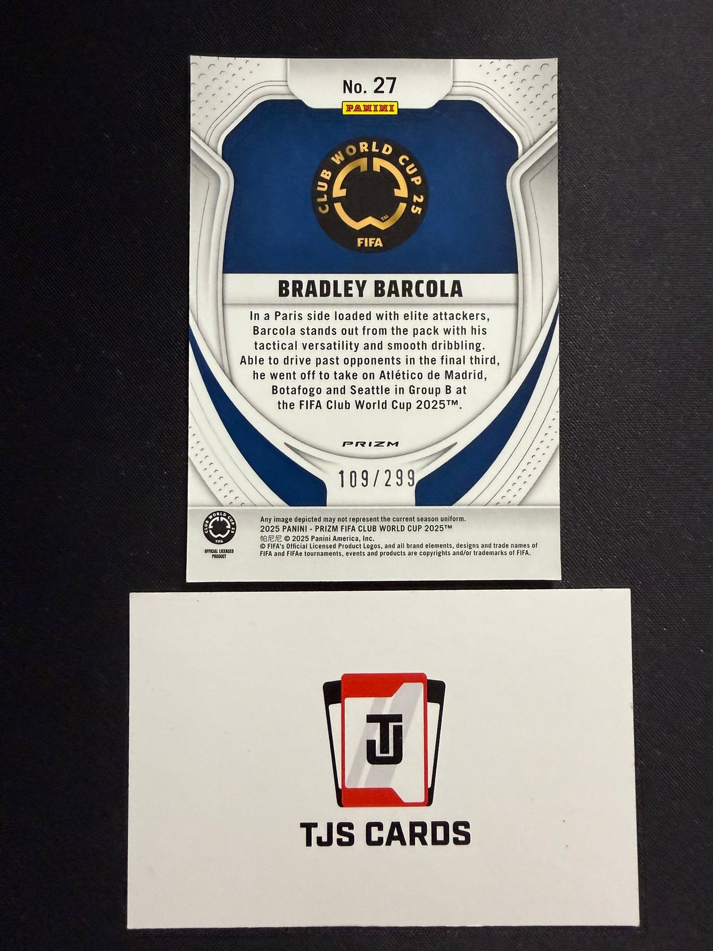 Bradley Barcola - Pink Seismic /299 - Panini FIFA Club World Cup 2025