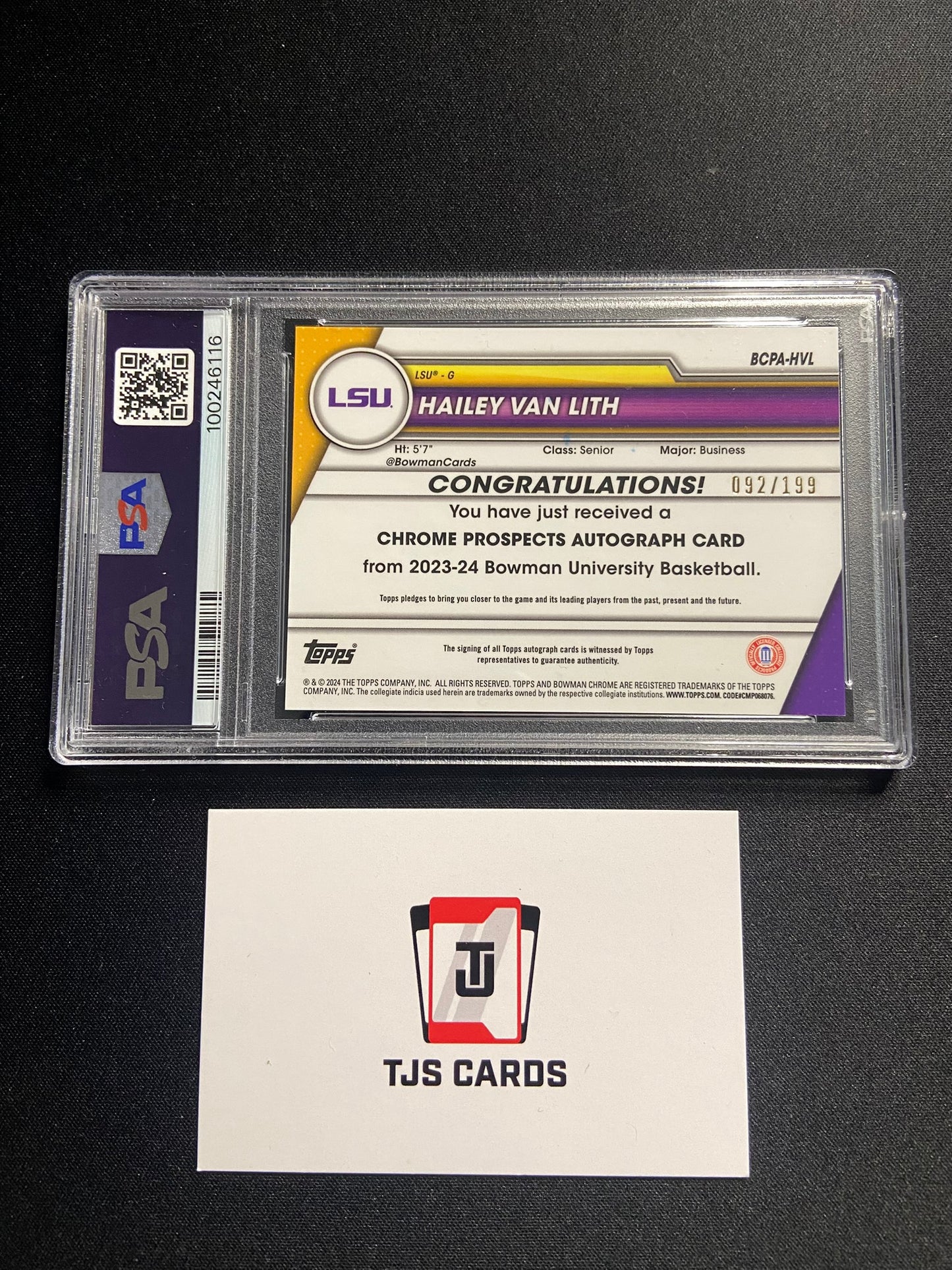 Hailey Van Lith - PSA 10 - 1st Bowman Auto /199 - TOPPS Bowman U Chrome 2023