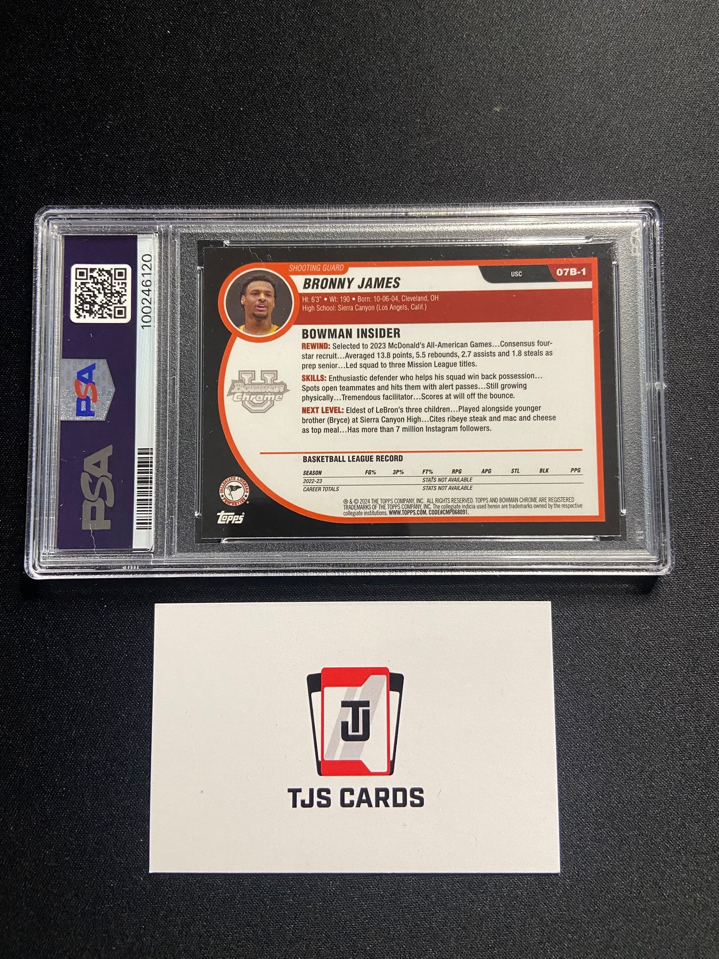 Bronny James - PSA 10 - 2007-08 X-Fractor - TOPPS Bowman U Chrome 2023