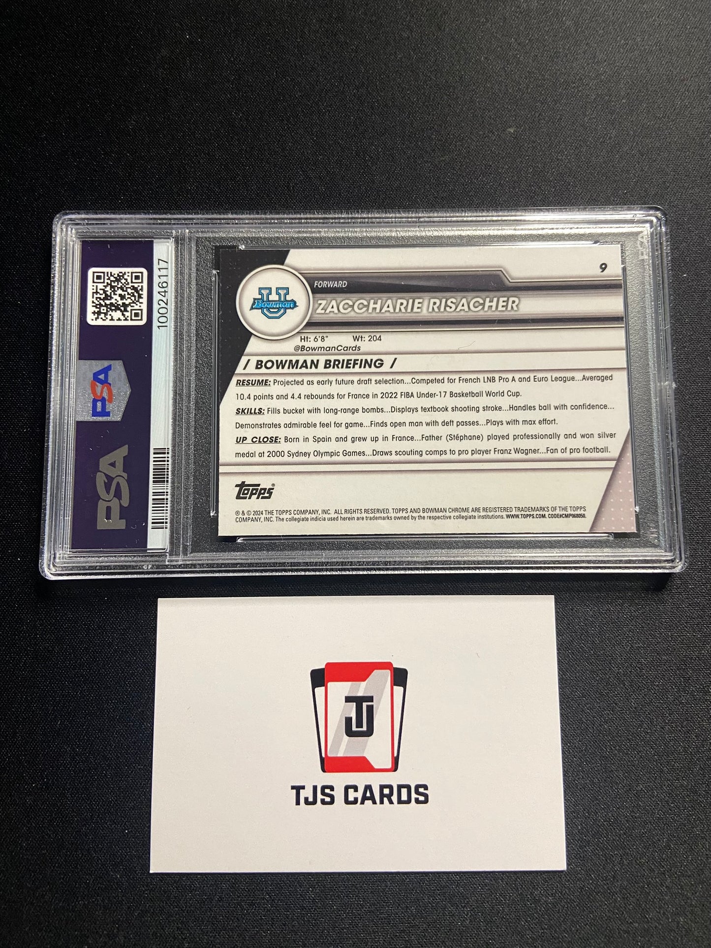 Zaccharie Risacher - PSA 9 - 1st Bowman X-Fractor - TOPPS Bowman U Chrome 2023