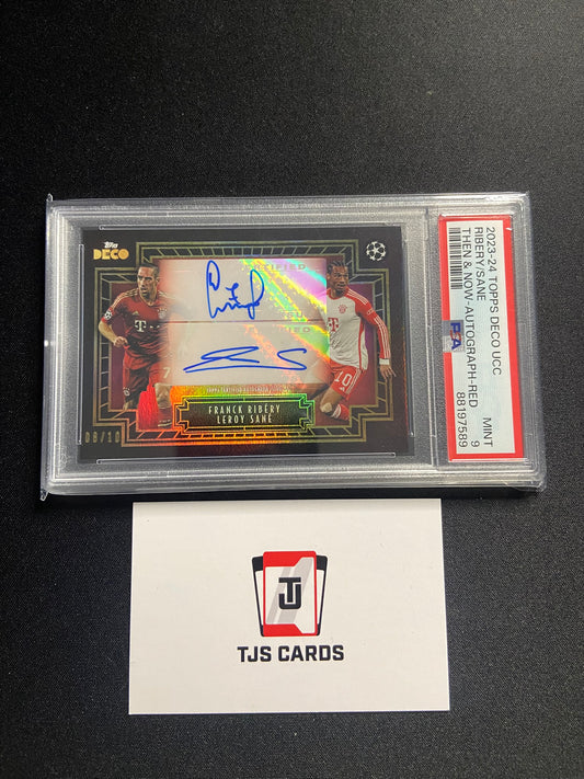 Franck Ribery & Leroy Sane - PSA 9 - Dual Auto Red /10 - TOPPS Deco 2023/24