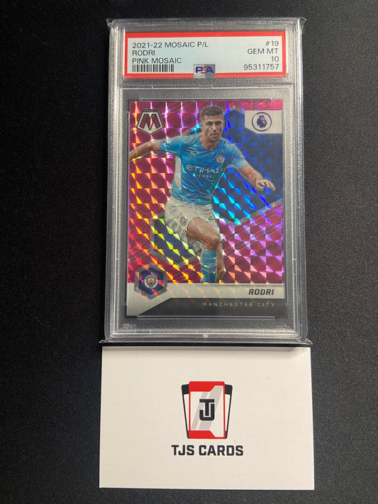 Rodri - PSA 10 - Pink Mosaic /25 - Panini Mosaic Premier League 2021/22