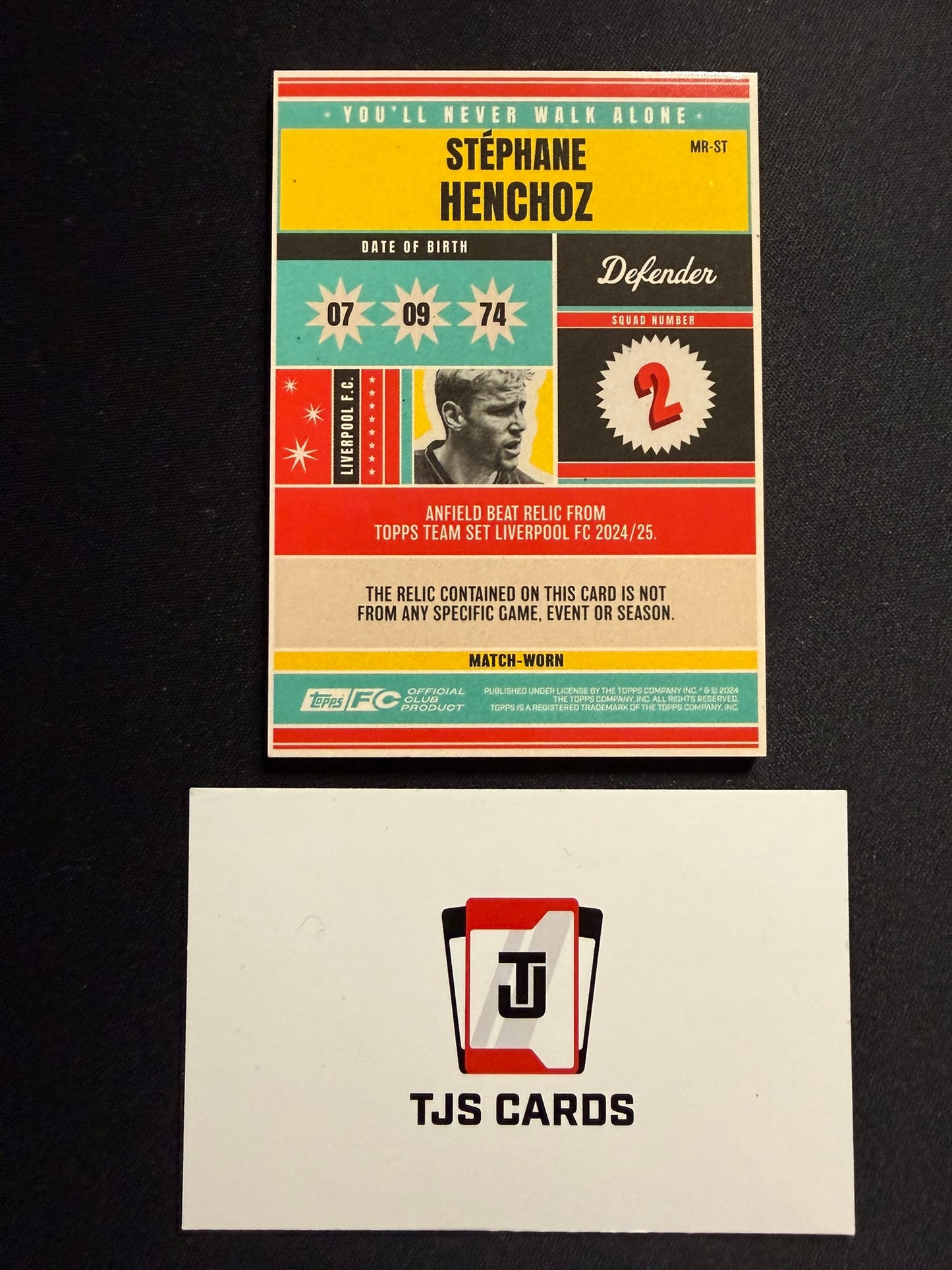 Stephane Henchoz - Match-Worn Patch /250 - TOPPS Liverpool Team Set 2024/25