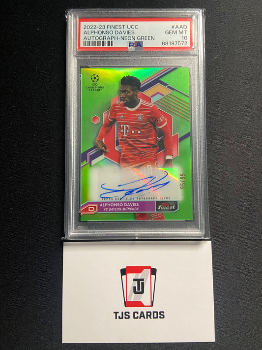 Alphonso Davies - PSA 10 - Neon Green Auto /99 - TOPPS Finest UCC 2022/23