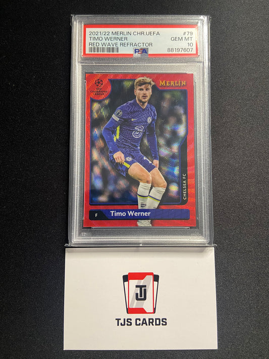 Timo Werner - PSA 10 - Red Wave /5 - TOPPS Merlin Chrome 2021/22