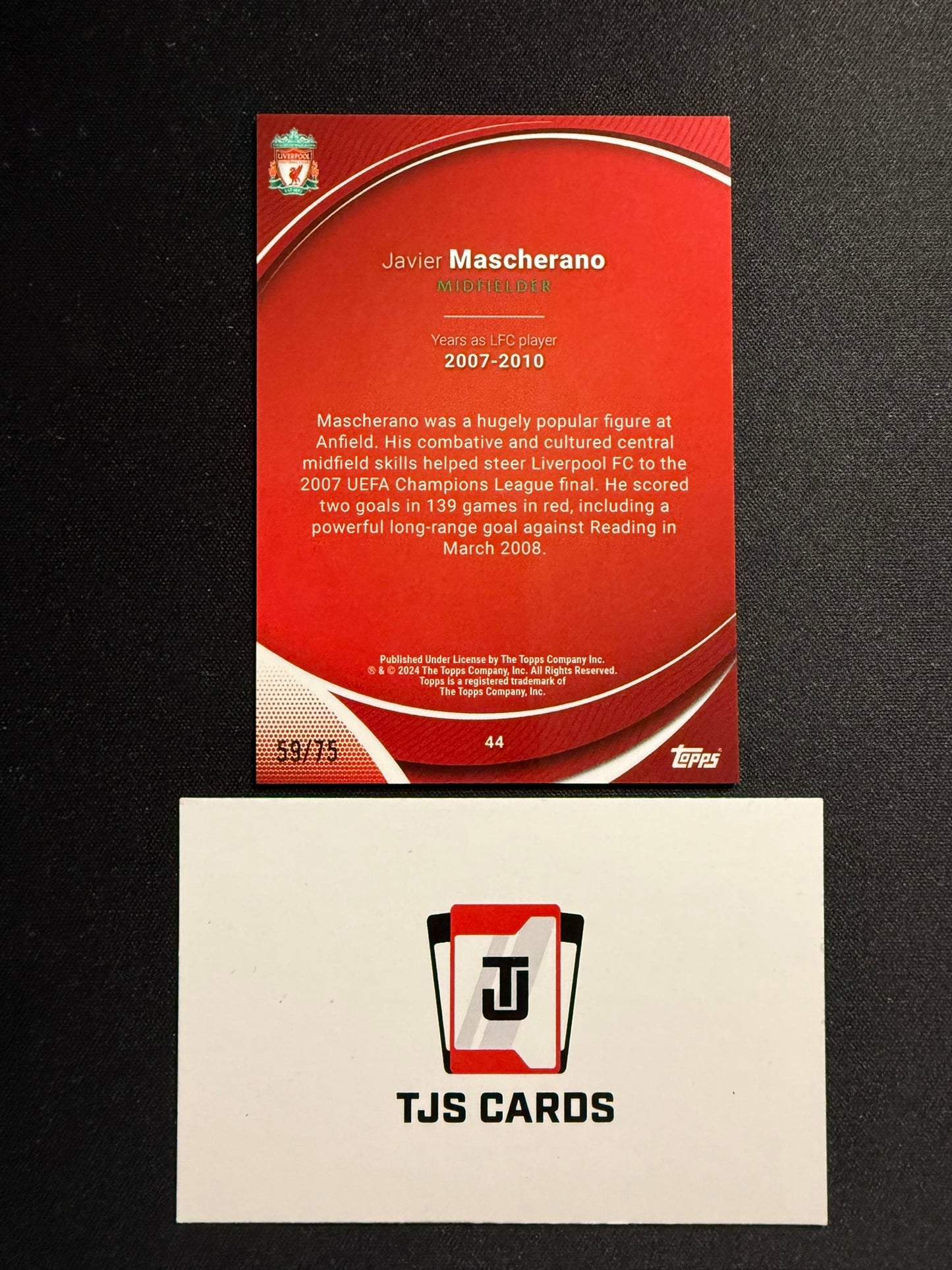 Javier Mascherano - Yellow /75 - TOPPS Liverpool Chrome 2023/24