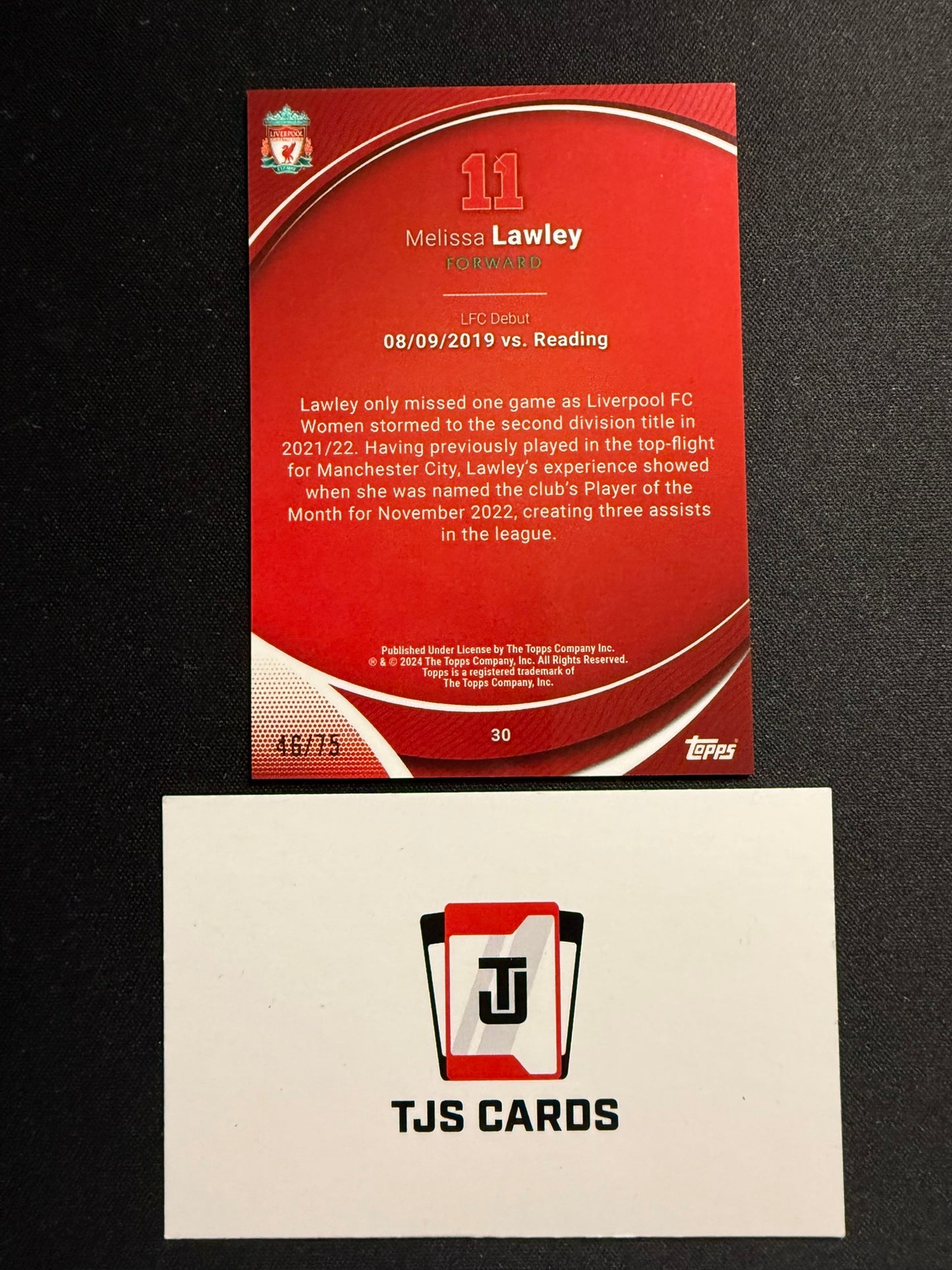 Melissa Lawley - Rookie Yellow /75 - TOPPS Liverpool Chrome 2023/24