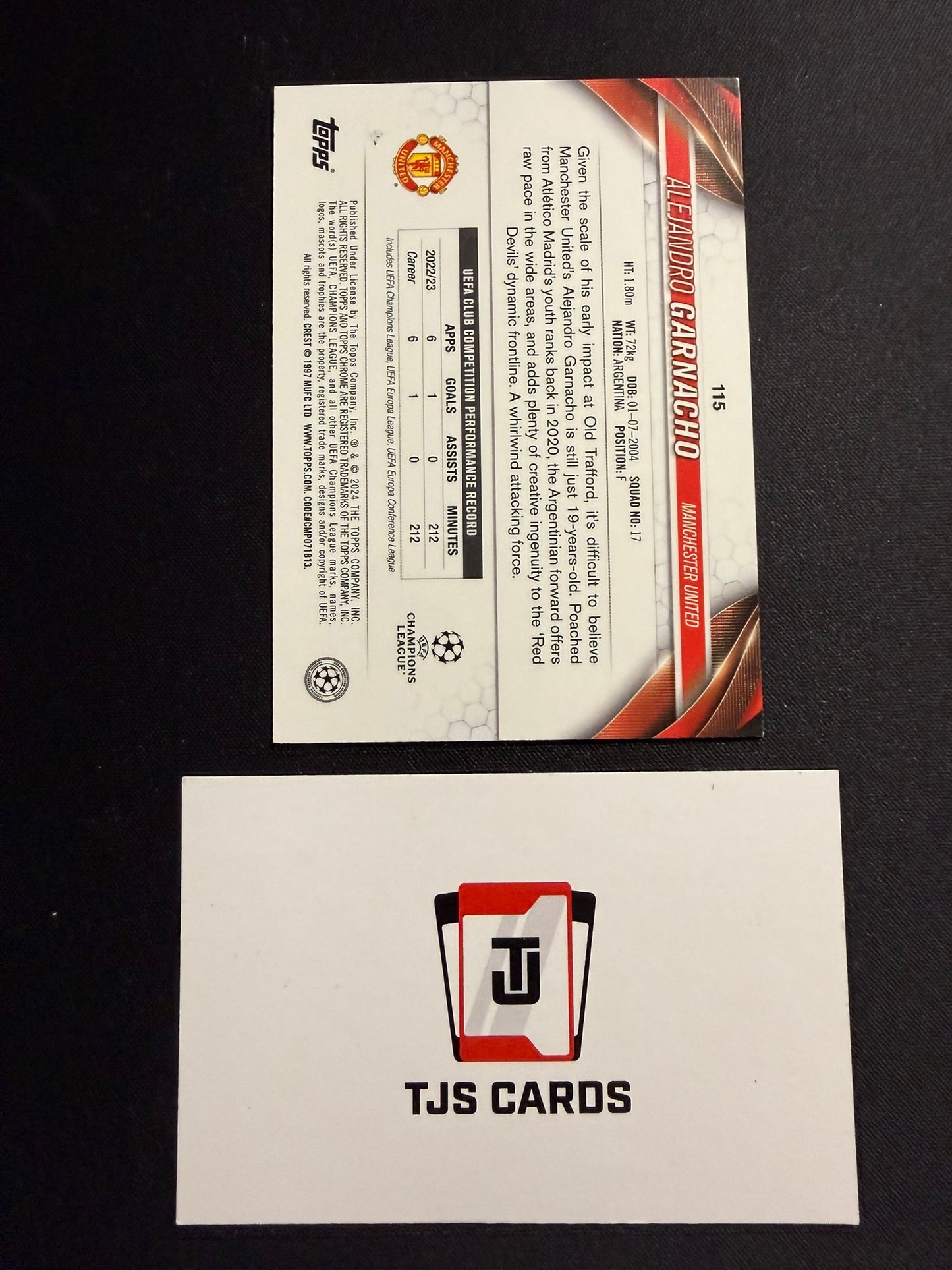 Alejandro Garnacho - Pink Geometric /250 - TOPPS Chrome UCC 2023/24