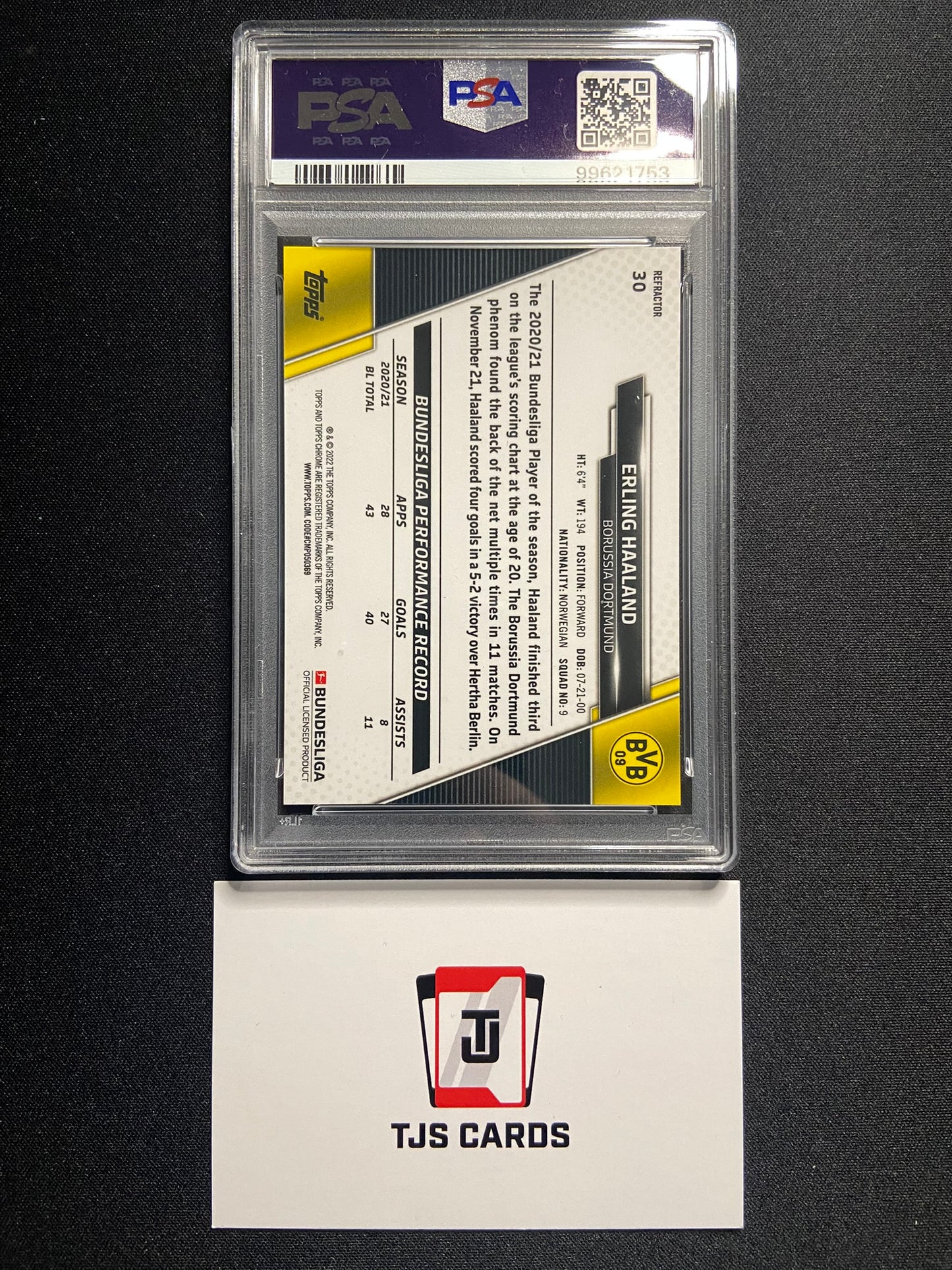 Erling Haaland - PSA 10 - Refractor - TOPPS Chrome Bundesliga 2021/22