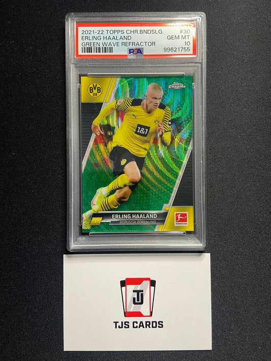 Erling Haaland - PSA 10 - Green Wave /99 - TOPPS Chrome Bundesliga 2021/22
