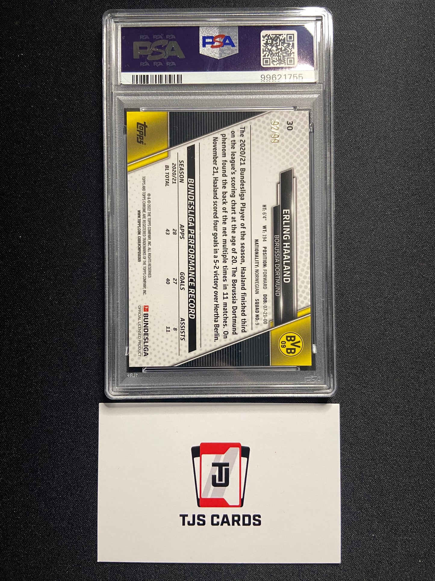 Erling Haaland - PSA 10 - Green Wave /99 - TOPPS Chrome Bundesliga 2021/22