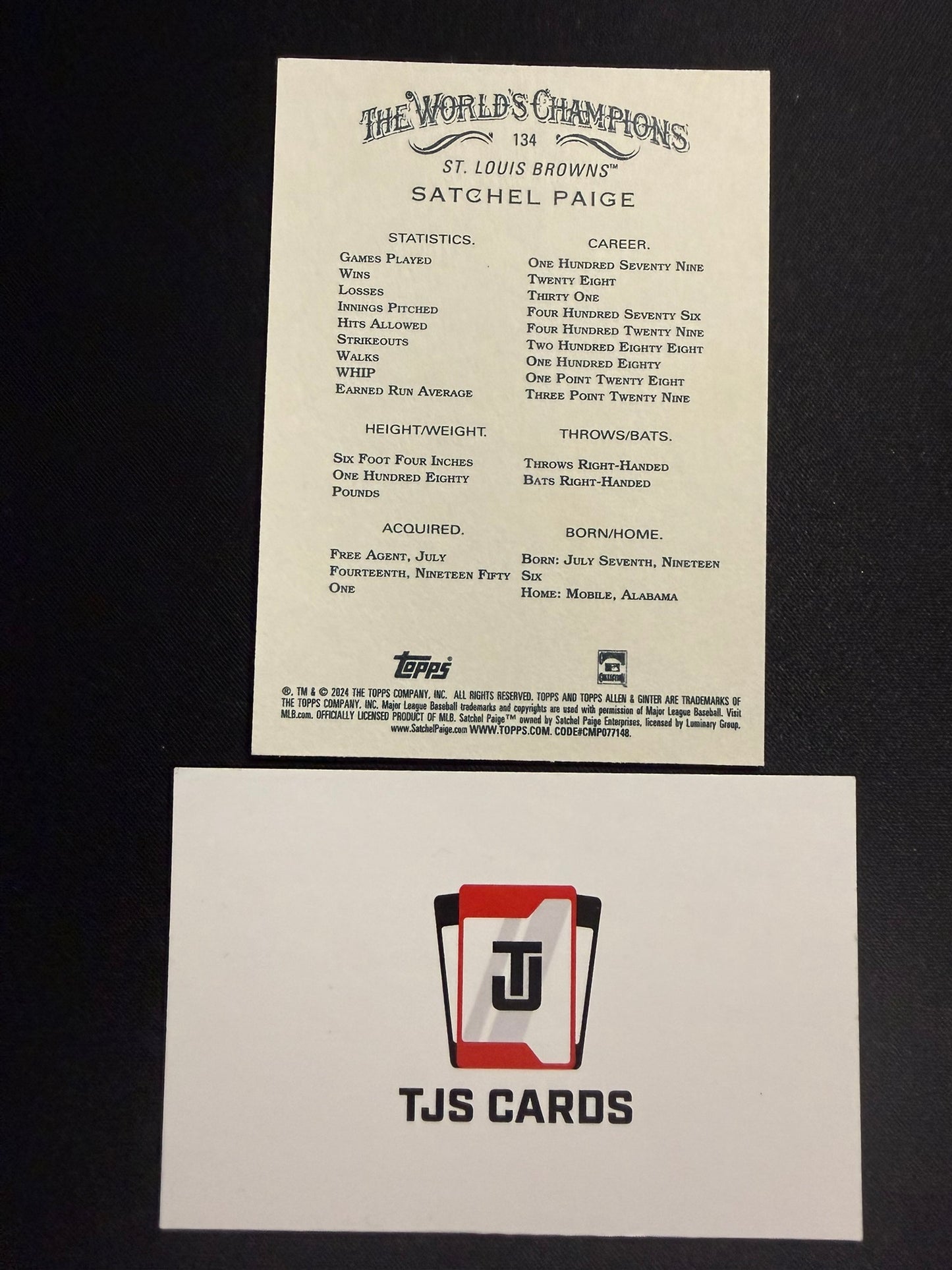 Satchel Paige - Gold Filagree /50 - TOPPS Allen & Ginter 2024