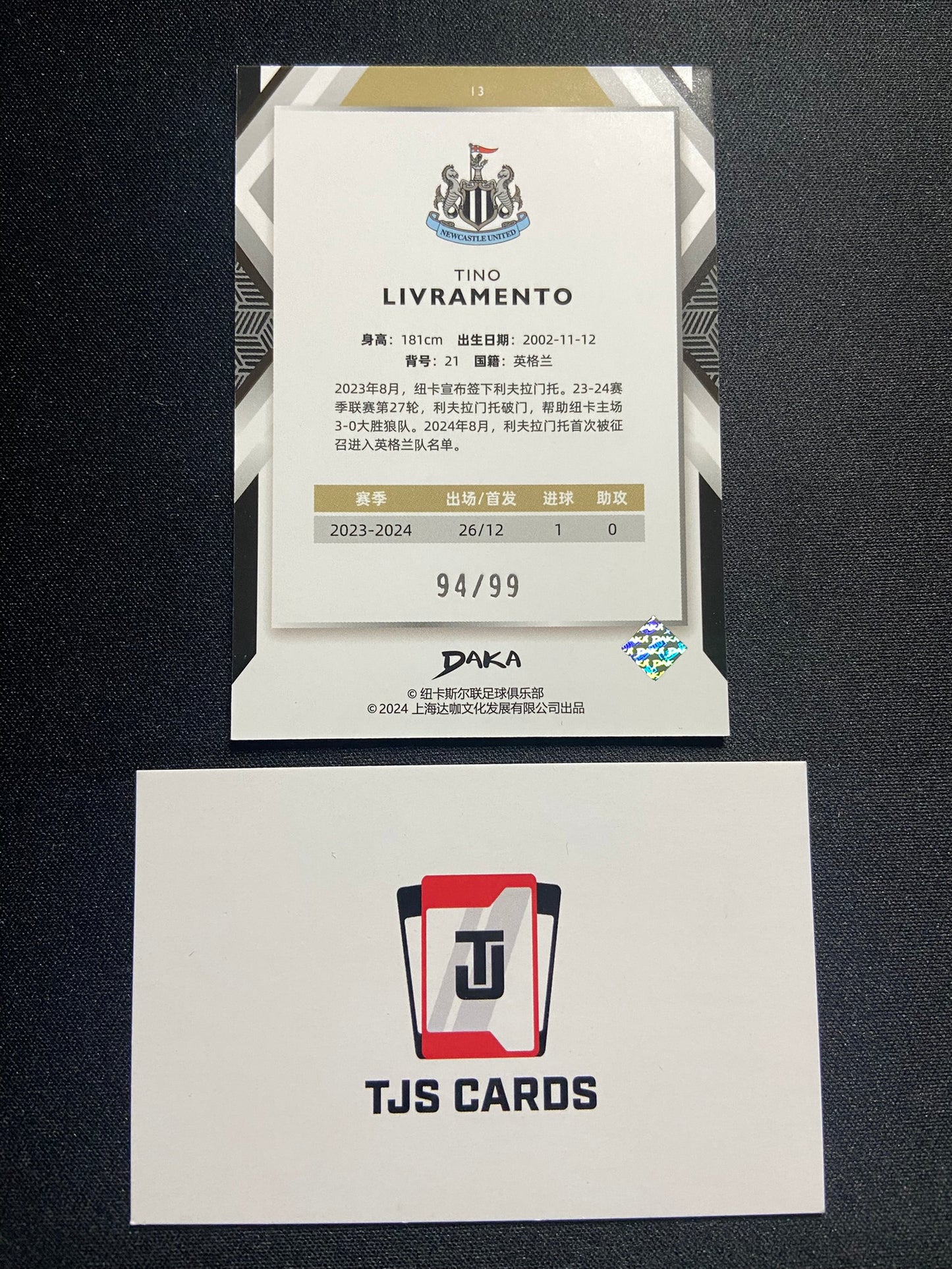 Tino Livramento - Silver /99 - Daka Newcastle United 2023/24