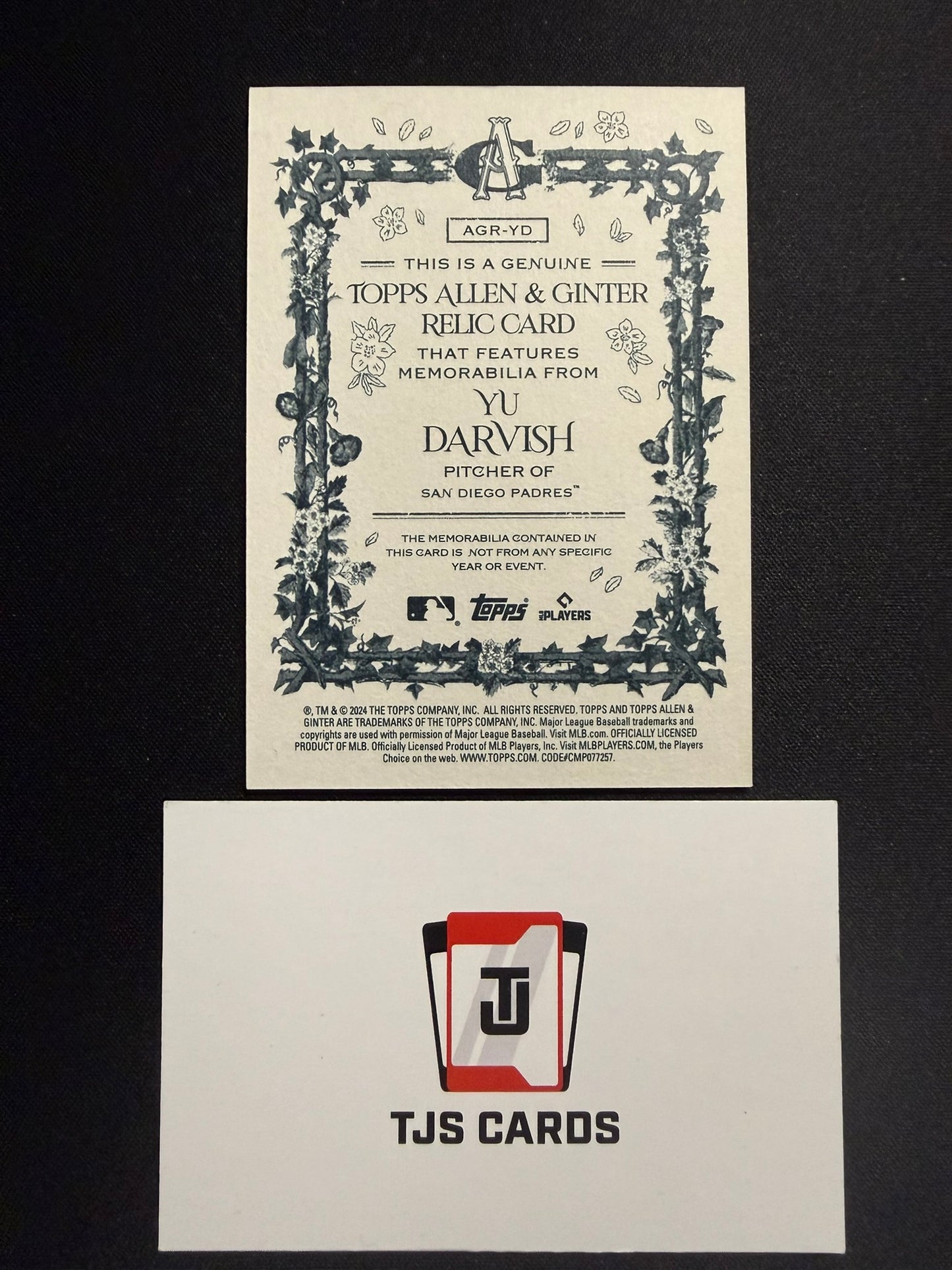 Yu Darvish - Game-Used Relic - TOPPS Allen & Ginter 2024