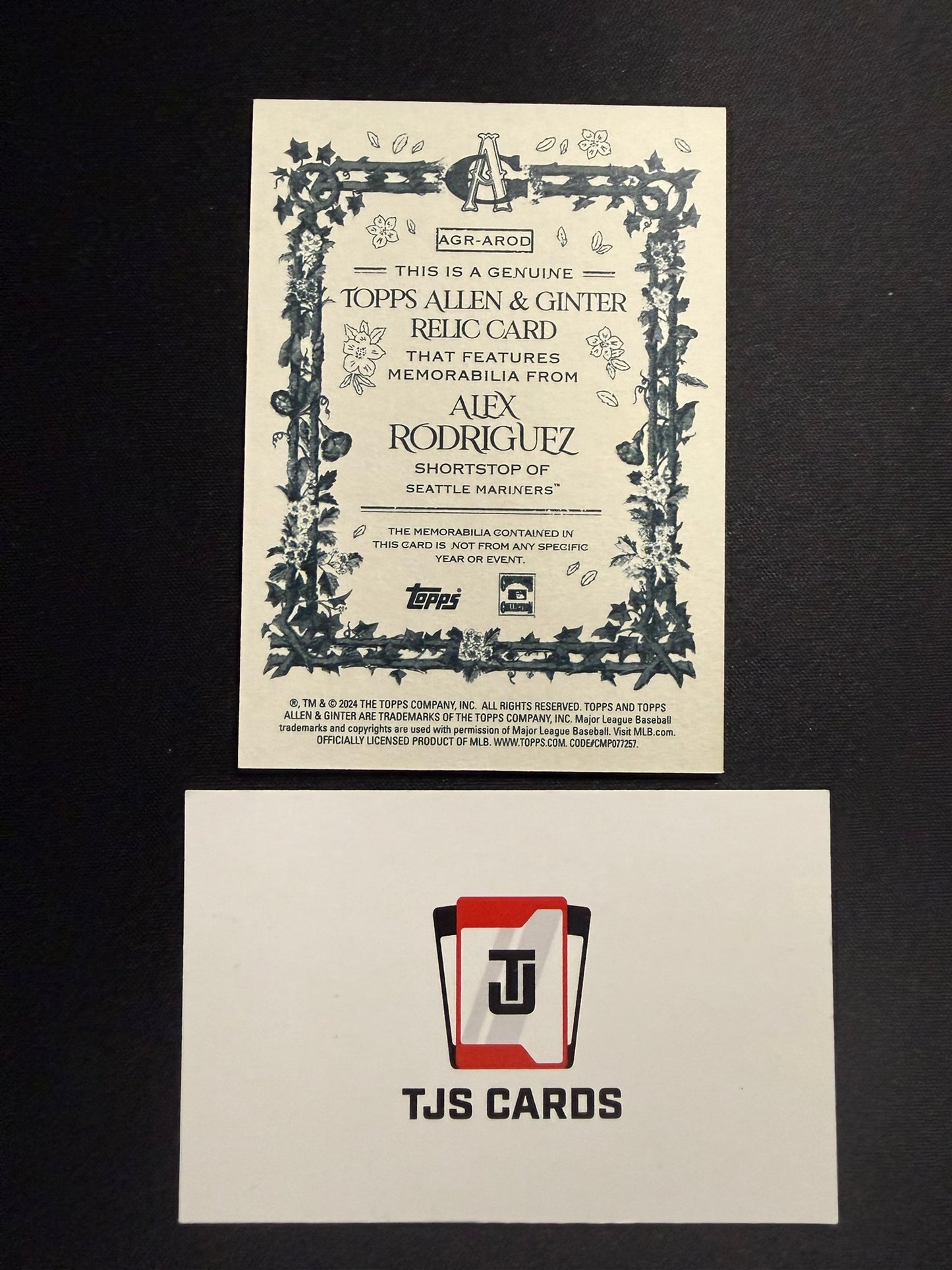Alex Rodriguez - Game-Used Relic - TOPPS Allen & Ginter 2024